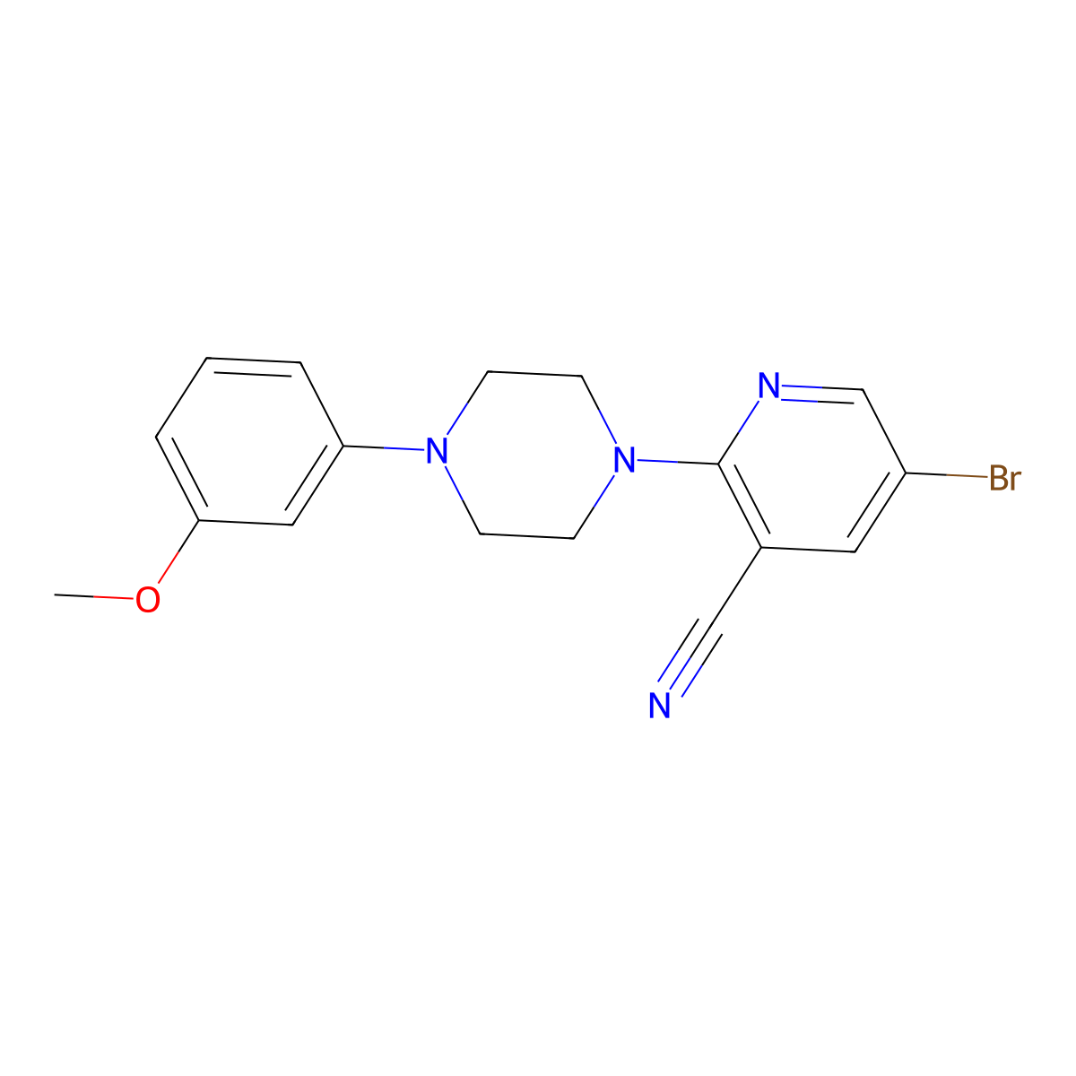 5-Bromo-2-[4-(3-methoxyphenyl)piperazin-1-yl]pyridine-3-carbonitrile molecular structure, CAS 2770608-50-7