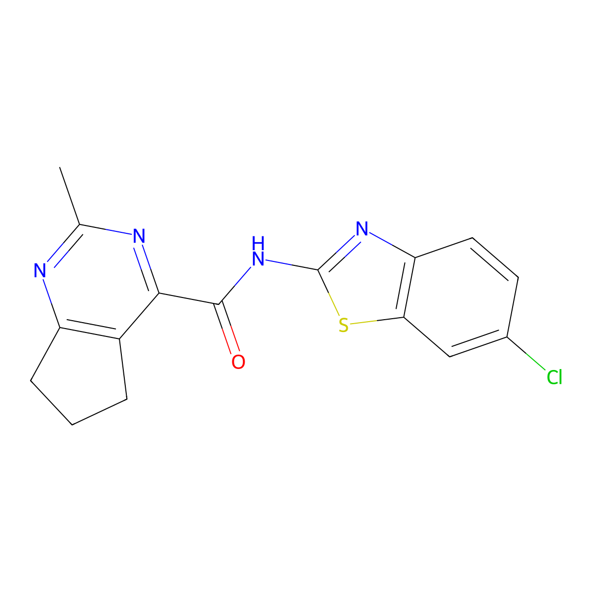 N-(6-chloro-1,3-benzothiazol-2-yl)-2-methyl-5H,6H,7H-cyclopenta[d]pyrimidine-4-carboxamide molecular structure, CAS 2770608-55-2