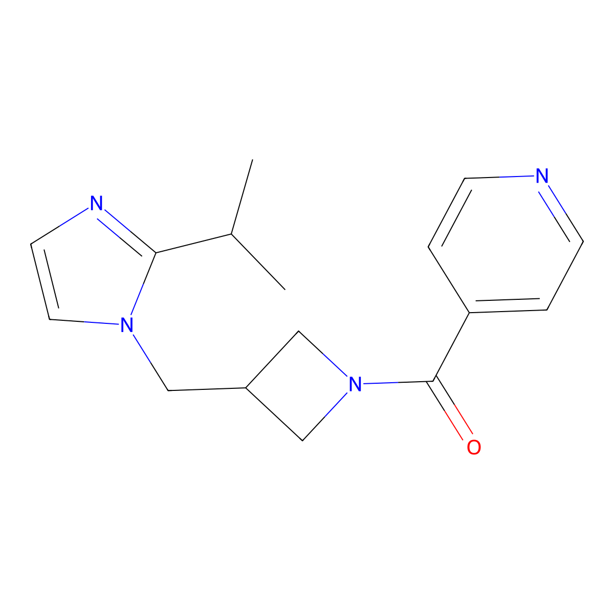 4-(3-{[2-(propan-2-yl)-1H-imidazol-1-yl]methyl}azetidine-1-carbonyl)pyridine molecular structure, CAS 2770608-56-3