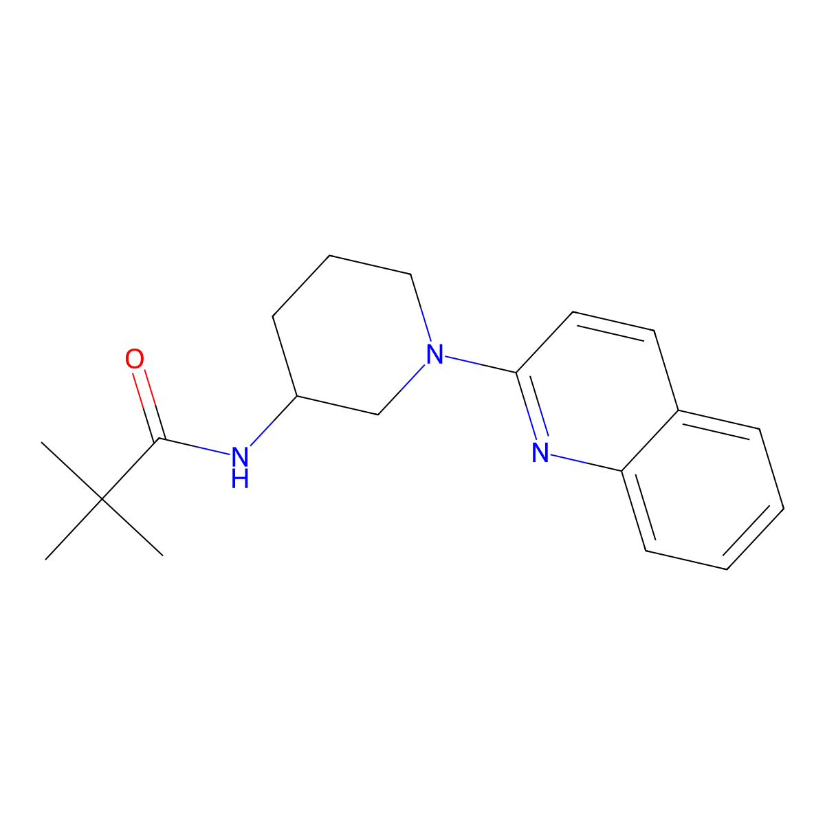 2,2-dimethyl-N-[1-(quinolin-2-yl)piperidin-3-yl]propanamide molecular structure, CAS 2770608-61-0