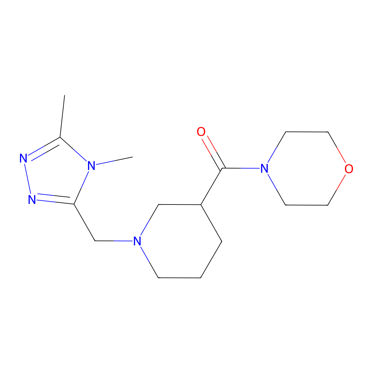 4-{1-[(4,5-dimethyl-4H-1,2,4-triazol-3-yl)methyl]piperidine-3-carbonyl}morpholine molecular structure, CAS 2770608-62-1