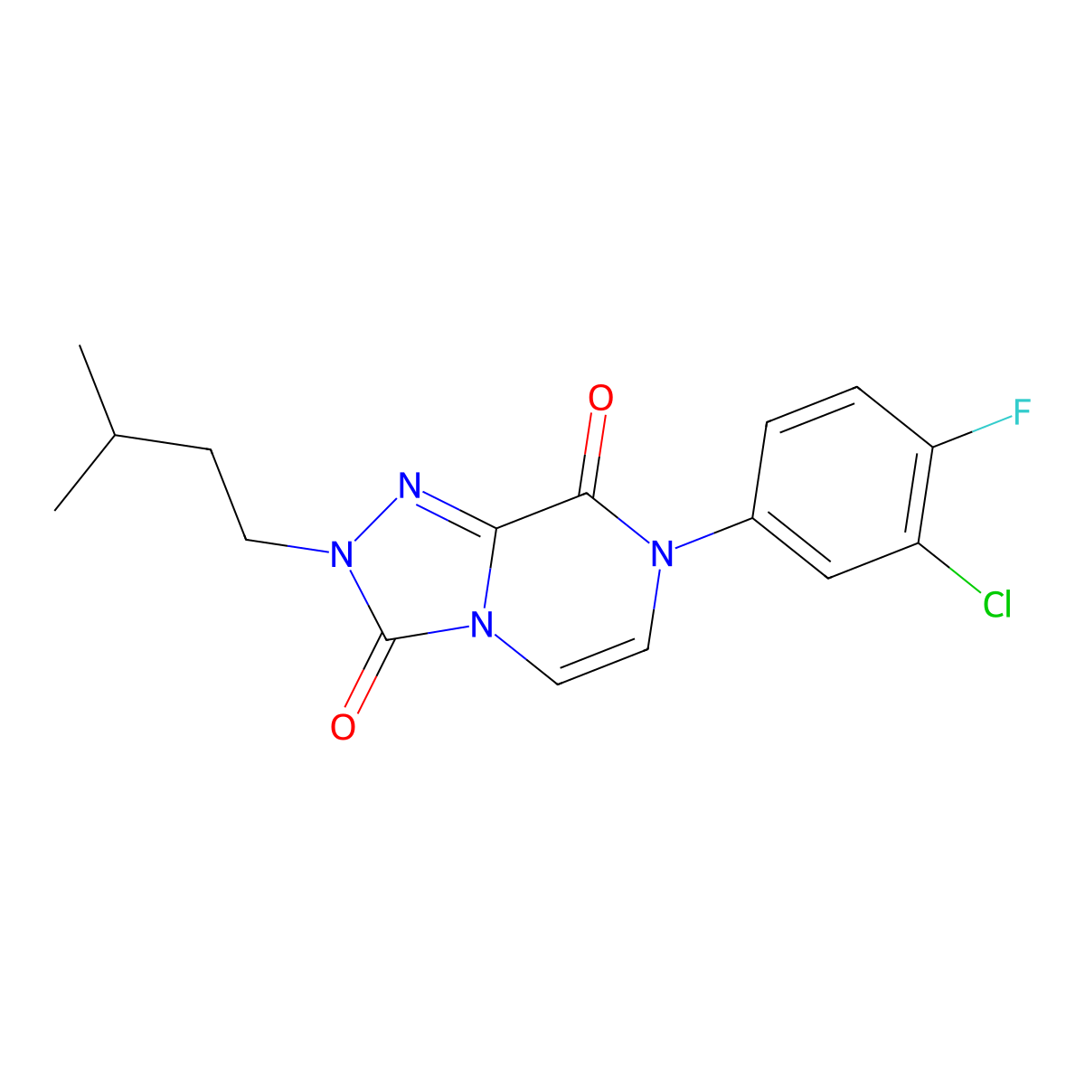 7-(3-chloro-4-fluorophenyl)-2-(3-methylbutyl)-2H,3H,7H,8H-[1,2,4]triazolo[4,3-a]pyrazine-3,8-dione molecular structure, CAS 2770608-68-7