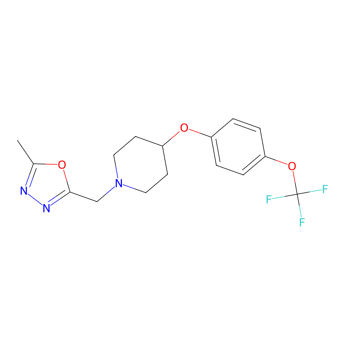 1-[(5-Methyl-1,3,4-oxadiazol-2-yl)methyl]-4-[4-(trifluoromethoxy)phenoxy]piperidine molecular structure, CAS 2770608-71-2