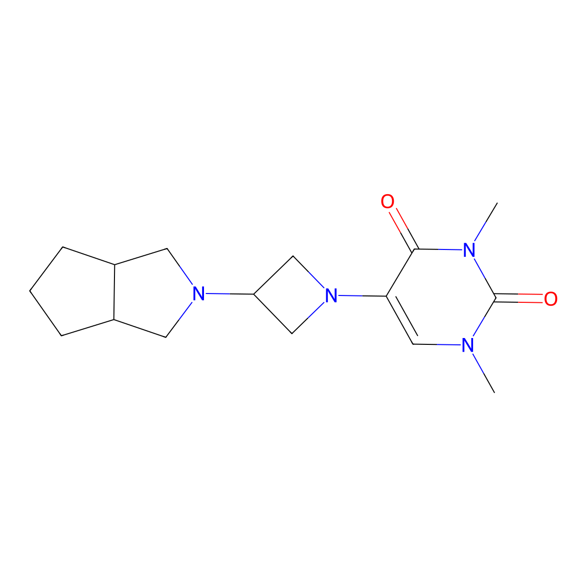 1,3-Dimethyl-5-(3-{octahydrocyclopenta[c]pyrrol-2-yl}azetidin-1-yl)-1,2,3,4-tetrahydropyrimidine-2,4-dione molecular structure, CAS 2770608-72-3