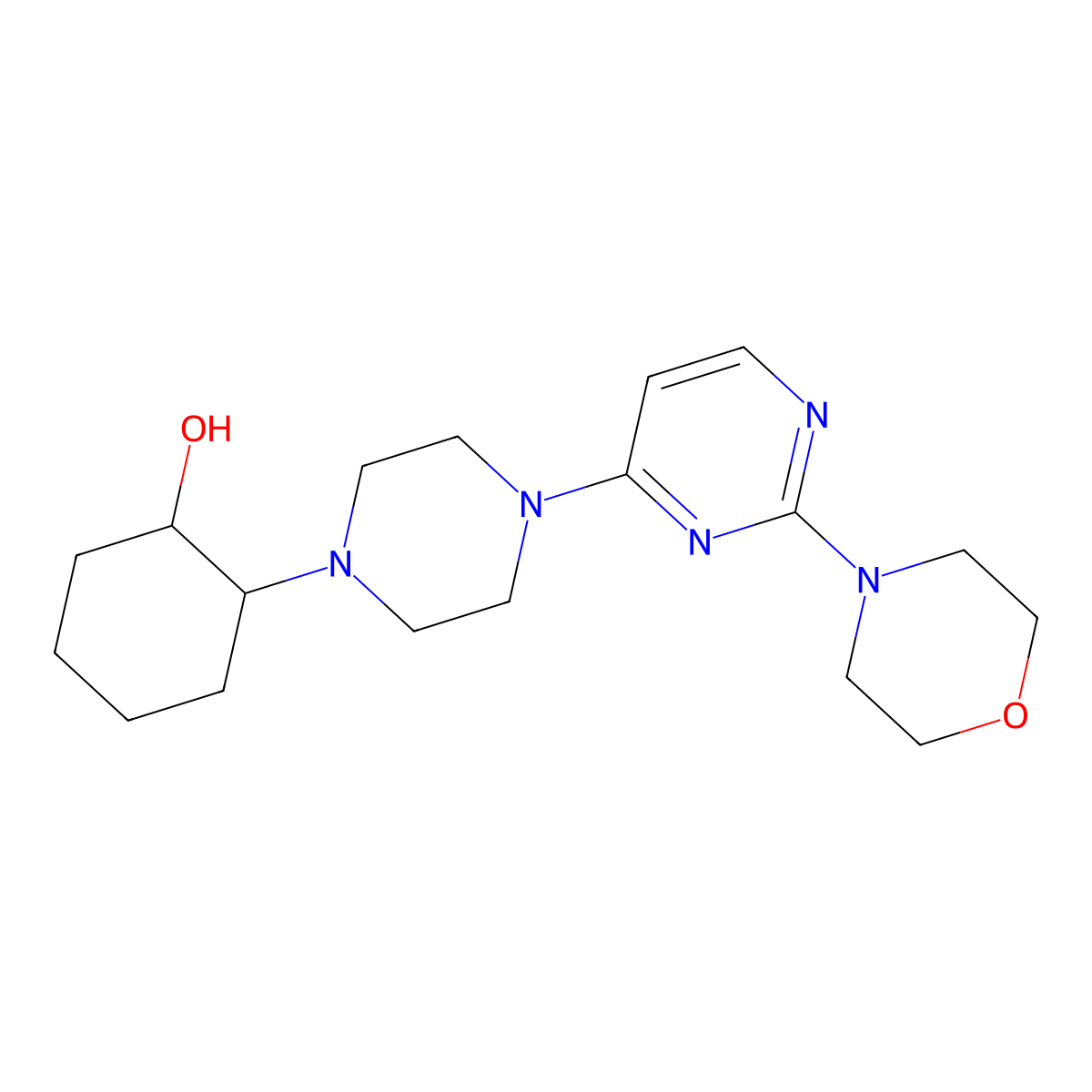 2-{4-[2-(Morpholin-4-yl)pyrimidin-4-yl]piperazin-1-yl}cyclohexan-1-ol molecular structure, CAS 2770608-75-6