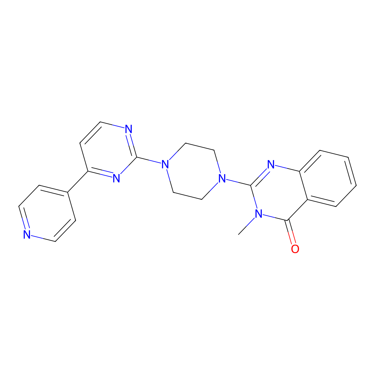 3-Methyl-2-{4-[4-(pyridin-4-yl)pyrimidin-2-yl]piperazin-1-yl}-3,4-dihydroquinazolin-4-one molecular structure, CAS 2770608-81-4