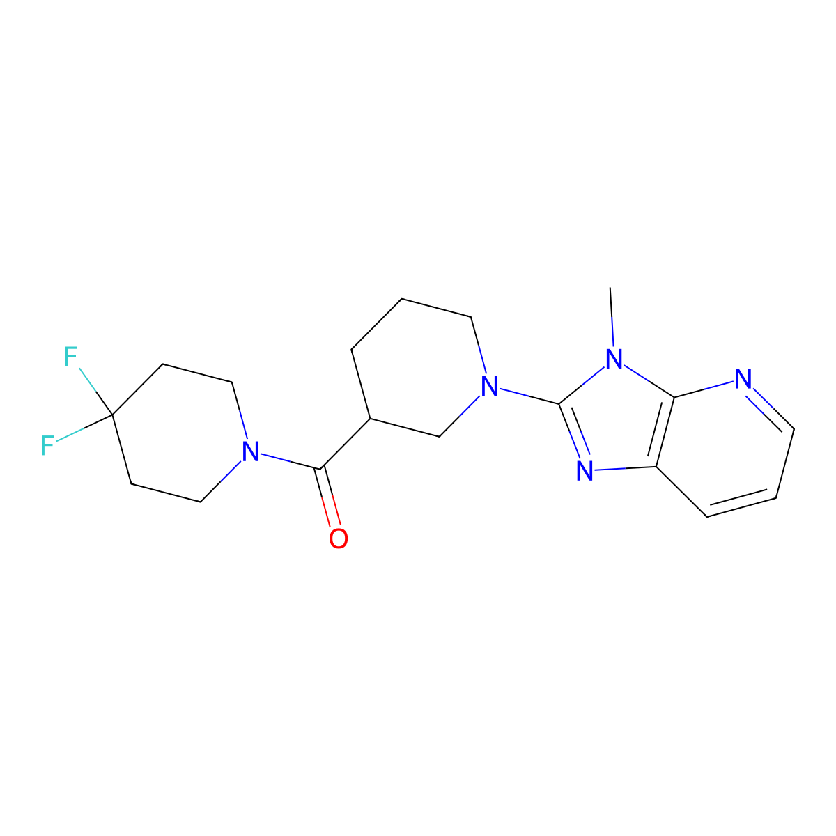 3-(4,4-difluoropiperidine-1-carbonyl)-1-{3-methyl-3H-imidazo[4,5-b]pyridin-2-yl}piperidine molecular structure, CAS 2770608-85-8