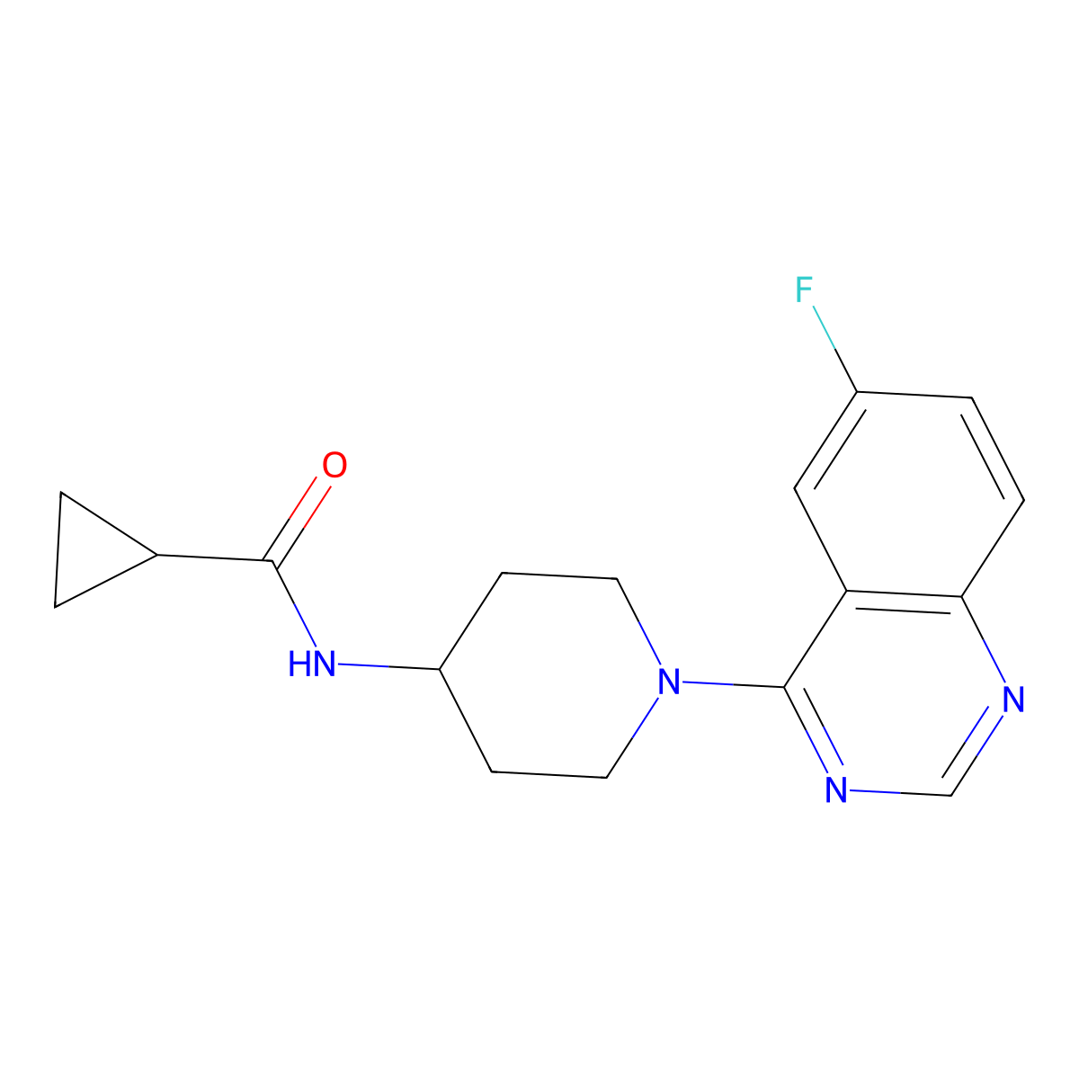 N-[1-(6-fluoroquinazolin-4-yl)piperidin-4-yl]cyclopropanecarboxamide molecular structure, CAS 2770609-13-5