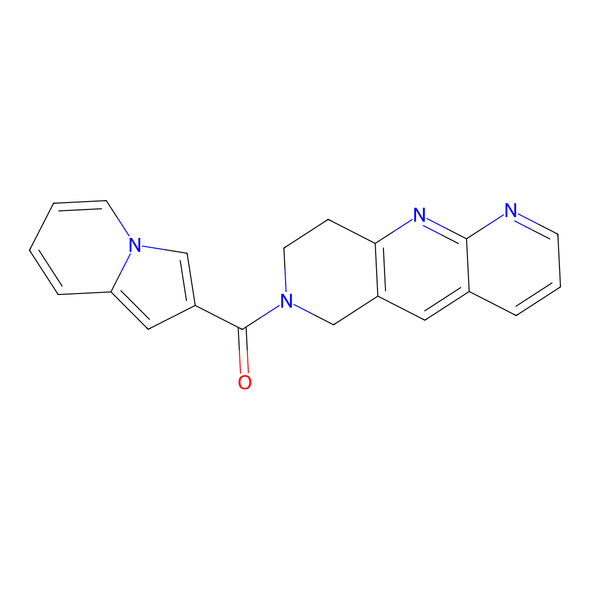 2-{6H,7H,8H,9H-pyrido[2,3-b]1,6-naphthyridine-7-carbonyl}indolizine molecular structure, CAS 2770609-20-4