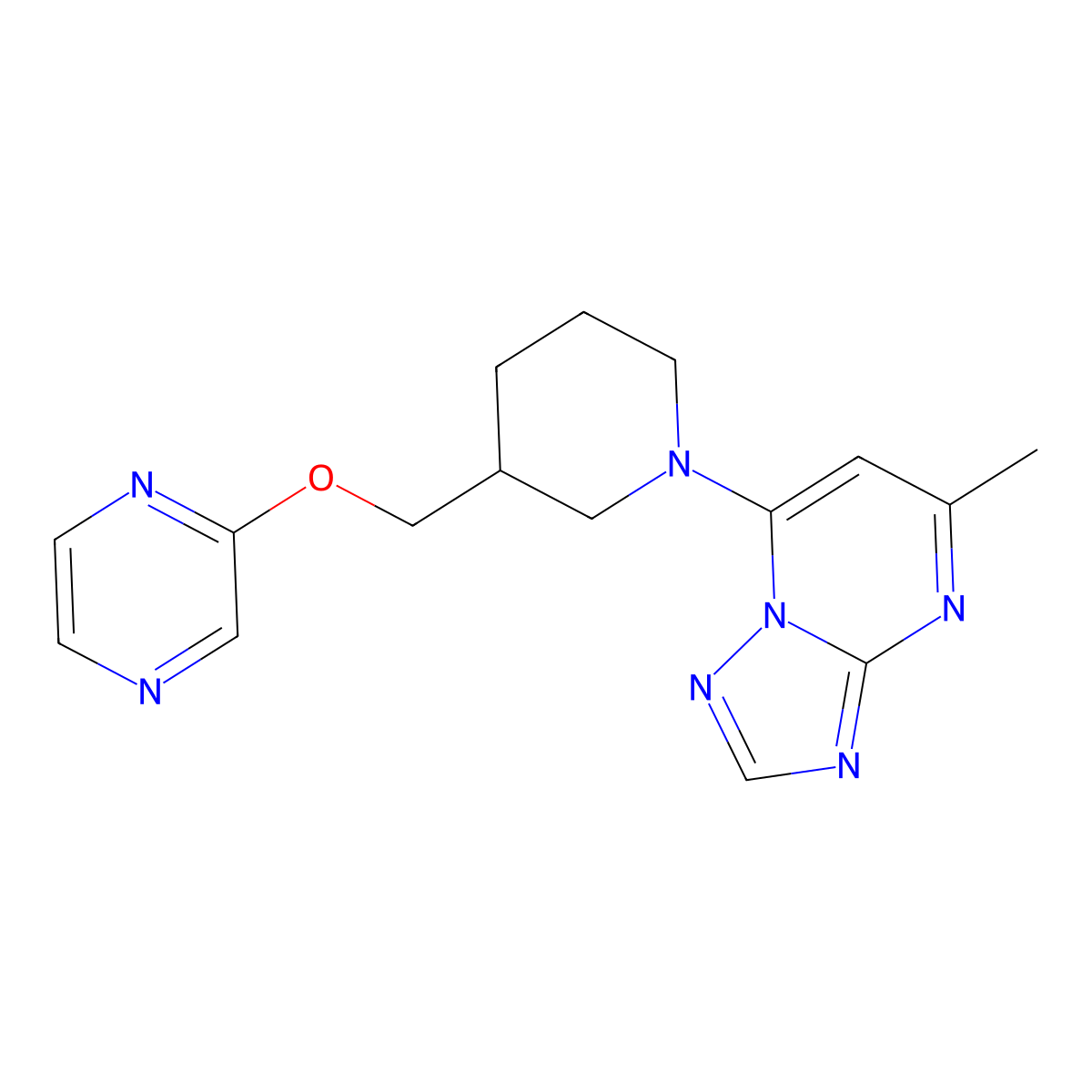 2-[(1-{5-Methyl-[1,2,4]triazolo[1,5-a]pyrimidin-7-yl}piperidin-3-yl)methoxy]pyrazine molecular structure, CAS 2770609-26-0