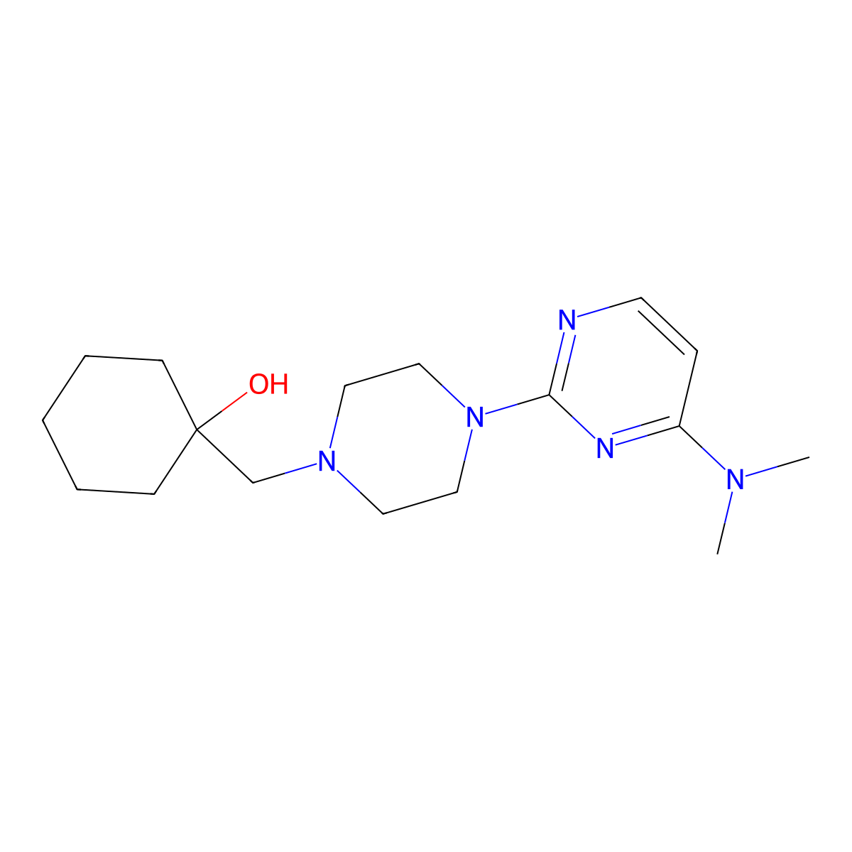 1-({4-[4-(Dimethylamino)pyrimidin-2-yl]piperazin-1-yl}methyl)cyclohexan-1-ol molecular structure, CAS 2770609-28-2