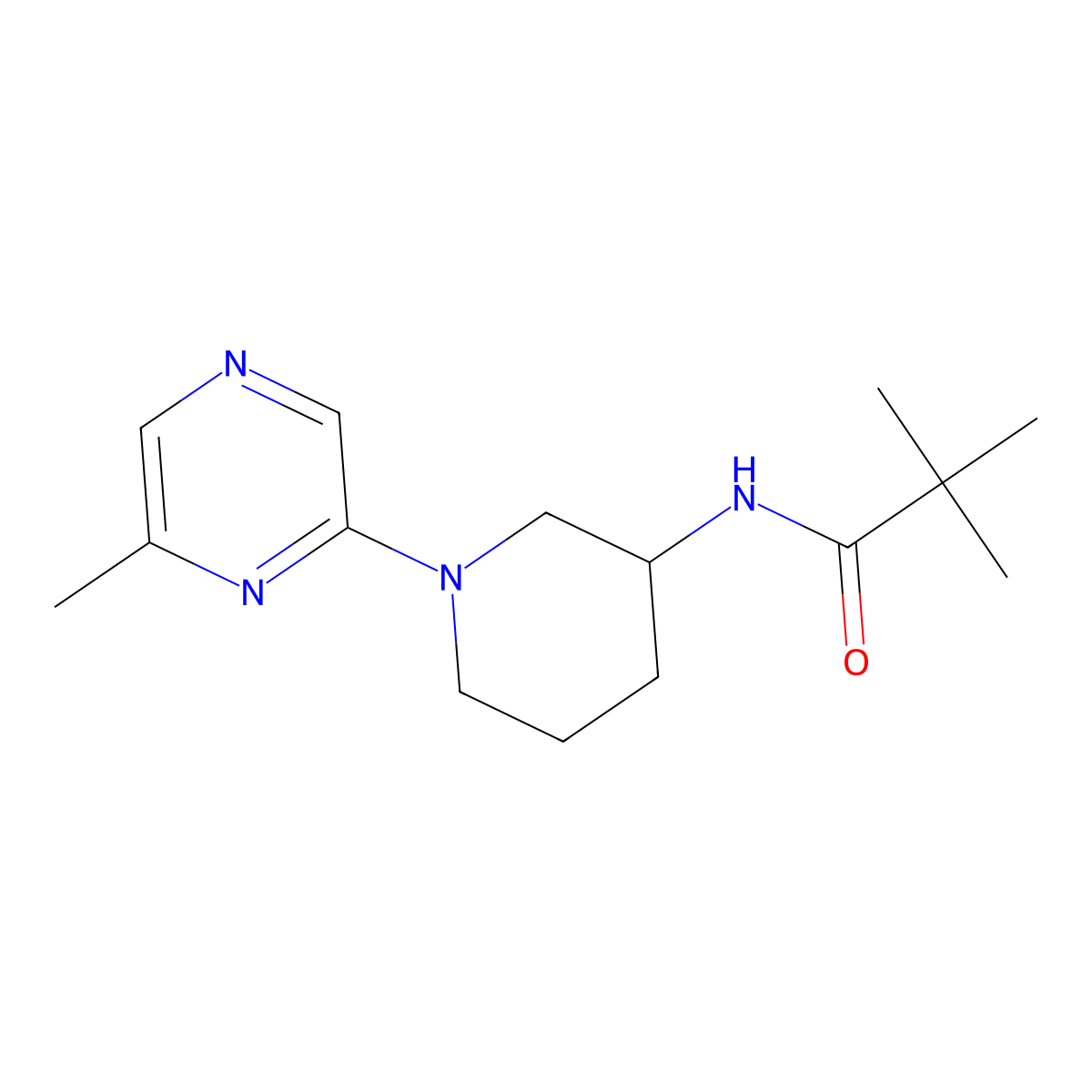 2,2-dimethyl-N-[1-(6-methylpyrazin-2-yl)piperidin-3-yl]propanamide molecular structure, CAS 2770609-37-3