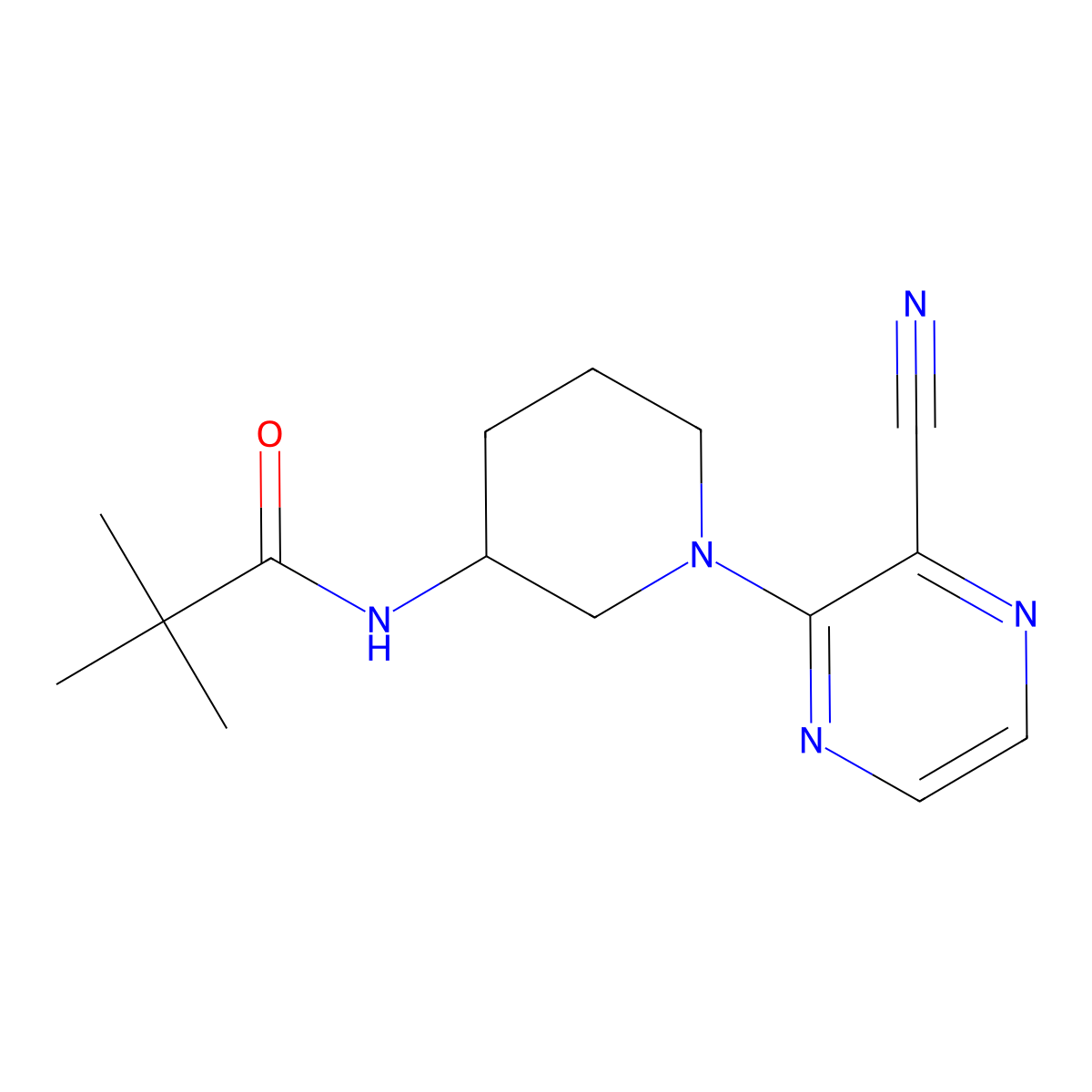 N-[1-(3-cyanopyrazin-2-yl)piperidin-3-yl]-2,2-dimethylpropanamide molecular structure, CAS 2770609-42-0