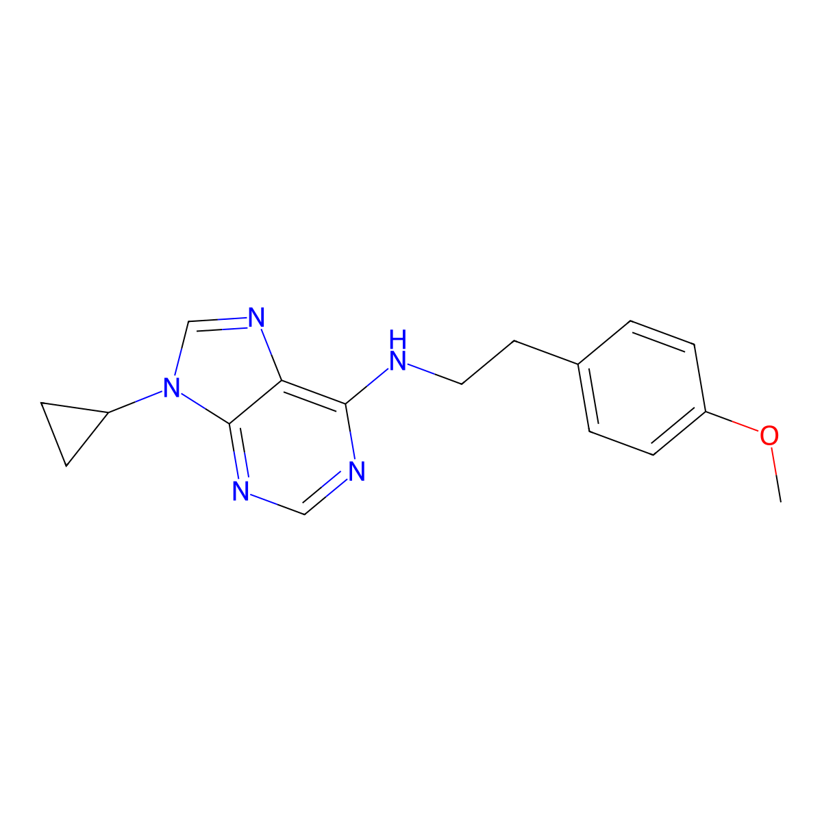 9-cyclopropyl-N-[2-(4-methoxyphenyl)ethyl]-9H-purin-6-amine molecular structure, CAS 2770609-43-1