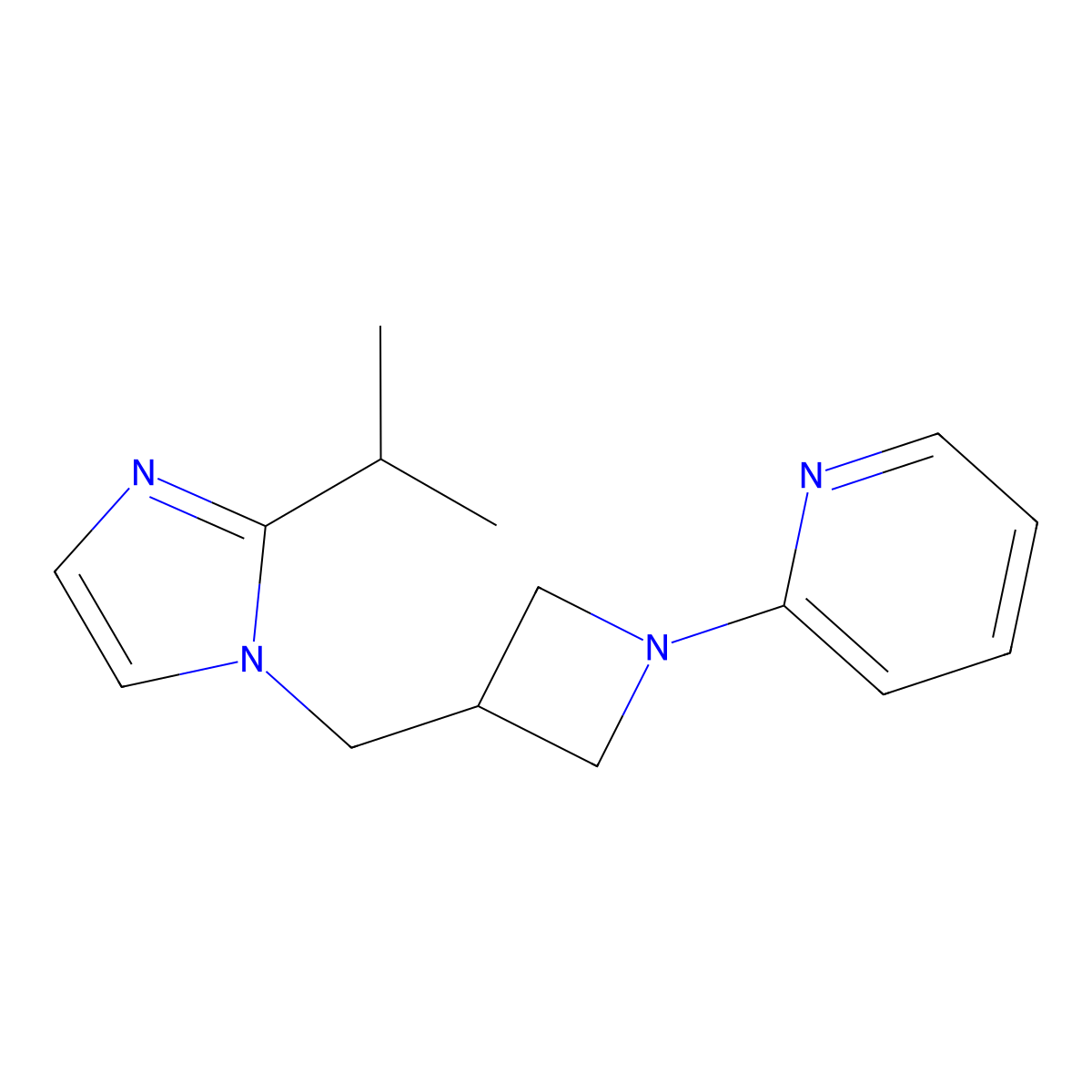 2-(3-{[2-(propan-2-yl)-1H-imidazol-1-yl]methyl}azetidin-1-yl)pyridine molecular structure, CAS 2770609-47-5
