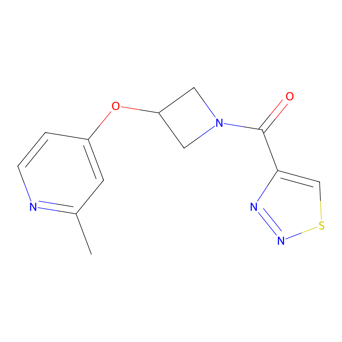 2-Methyl-4-{[1-(1,2,3-thiadiazole-4-carbonyl)azetidin-3-yl]oxy}pyridine molecular structure, CAS 2770609-50-0