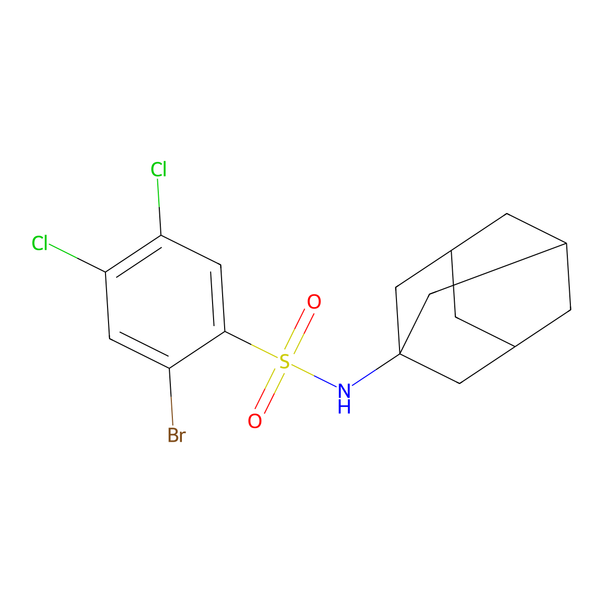 N-(adamantan-1-yl)-2-bromo-4,5-dichlorobenzene-1-sulfonamide molecular structure, CAS 2770609-57-7