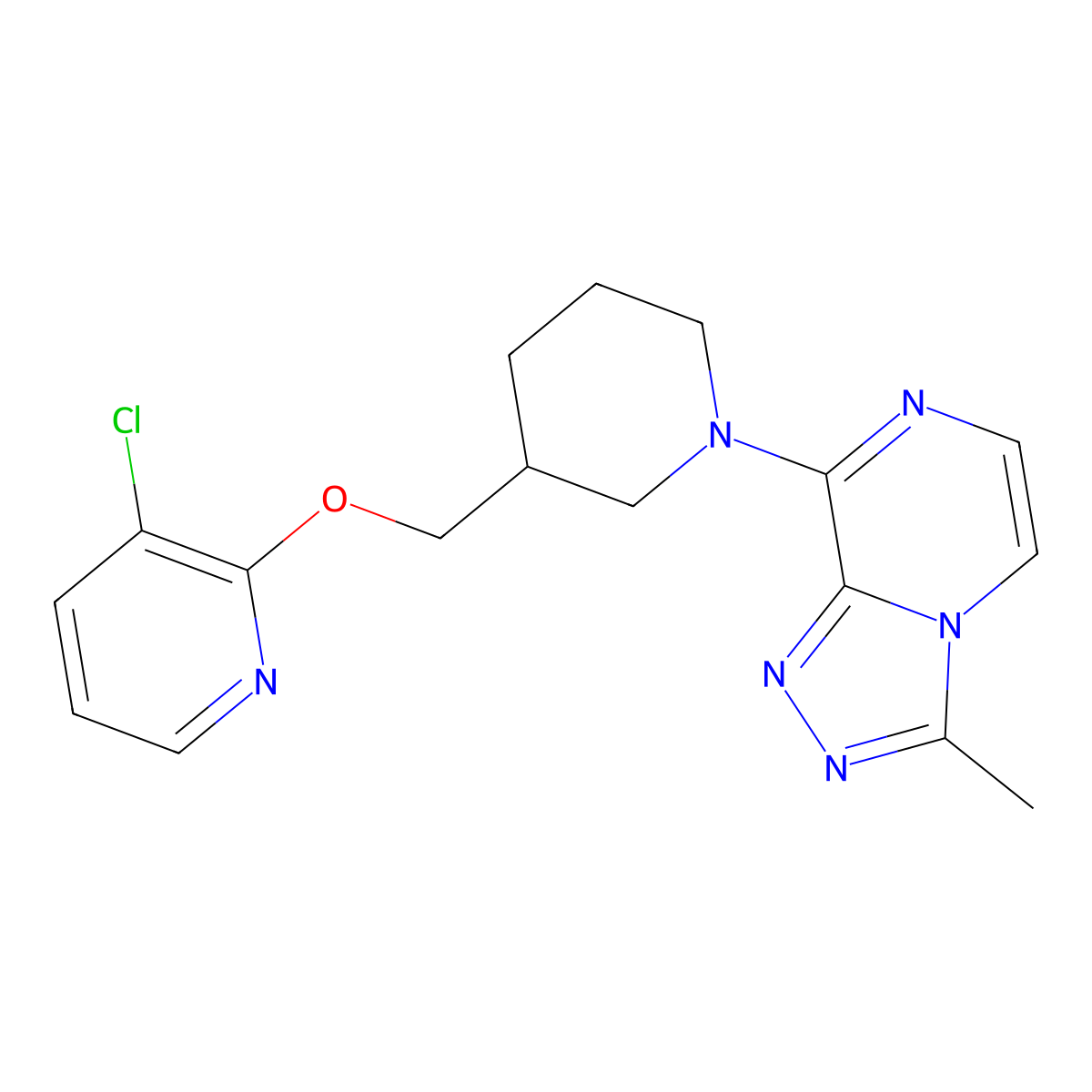 3-Chloro-2-[(1-{3-methyl-[1,2,4]triazolo[4,3-a]pyrazin-8-yl}piperidin-3-yl)methoxy]pyridine molecular structure, CAS 2770609-60-2