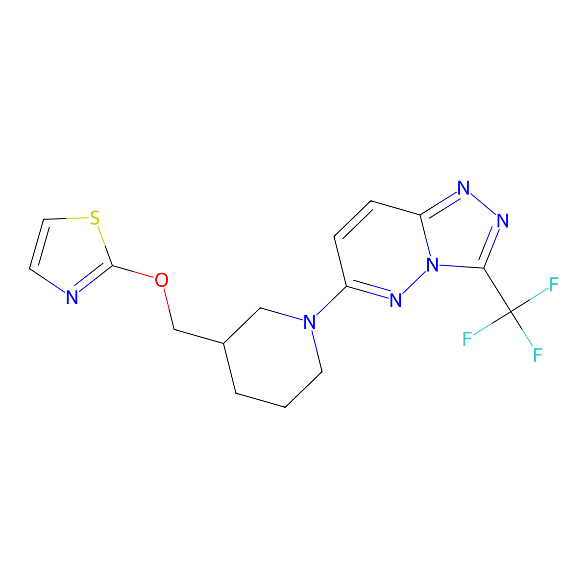 3-[(1,3-Thiazol-2-yloxy)methyl]-1-[3-(trifluoromethyl)-[1,2,4]triazolo[4,3-b]pyridazin-6-yl]piperidine molecular structure, CAS 2770609-67-9