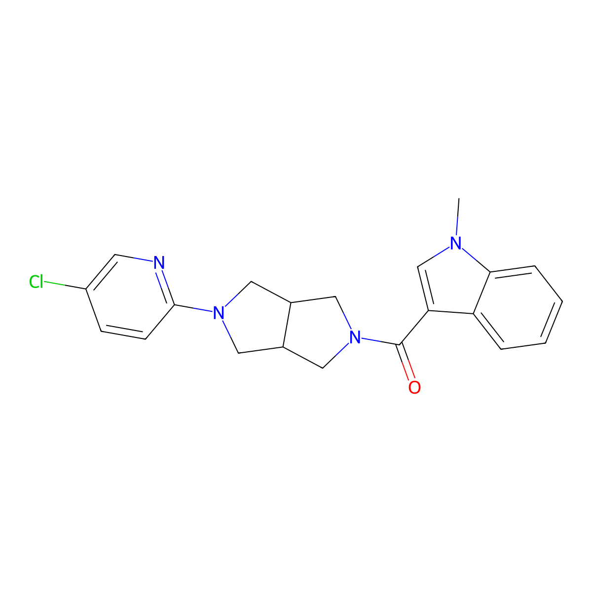3-[5-(5-chloropyridin-2-yl)-octahydropyrrolo[3,4-c]pyrrole-2-carbonyl]-1-methyl-1H-indole molecular structure, CAS 2770609-70-4