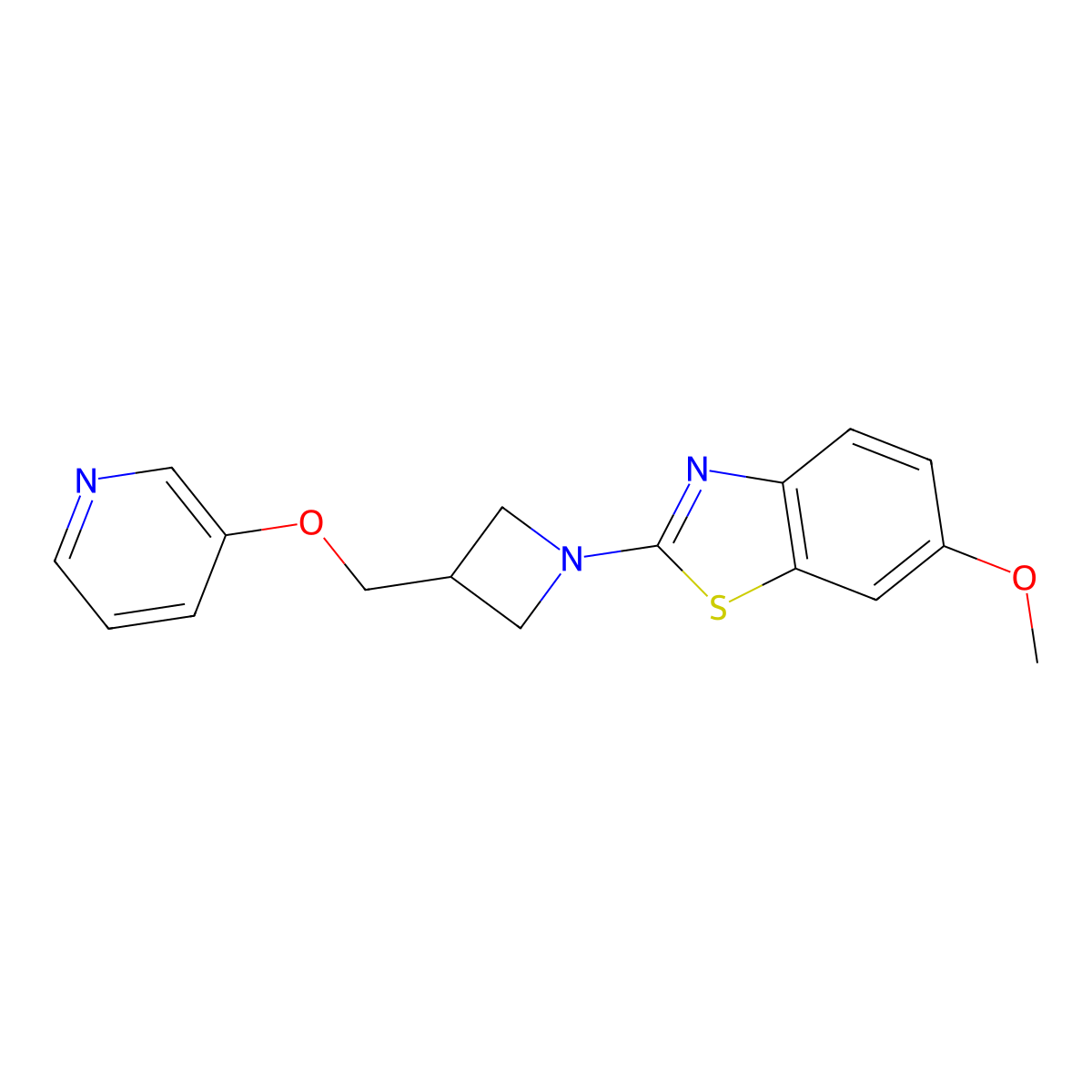 6-Methoxy-2-{3-[(pyridin-3-yloxy)methyl]azetidin-1-yl}-1,3-benzothiazole molecular structure, CAS 2770609-78-2