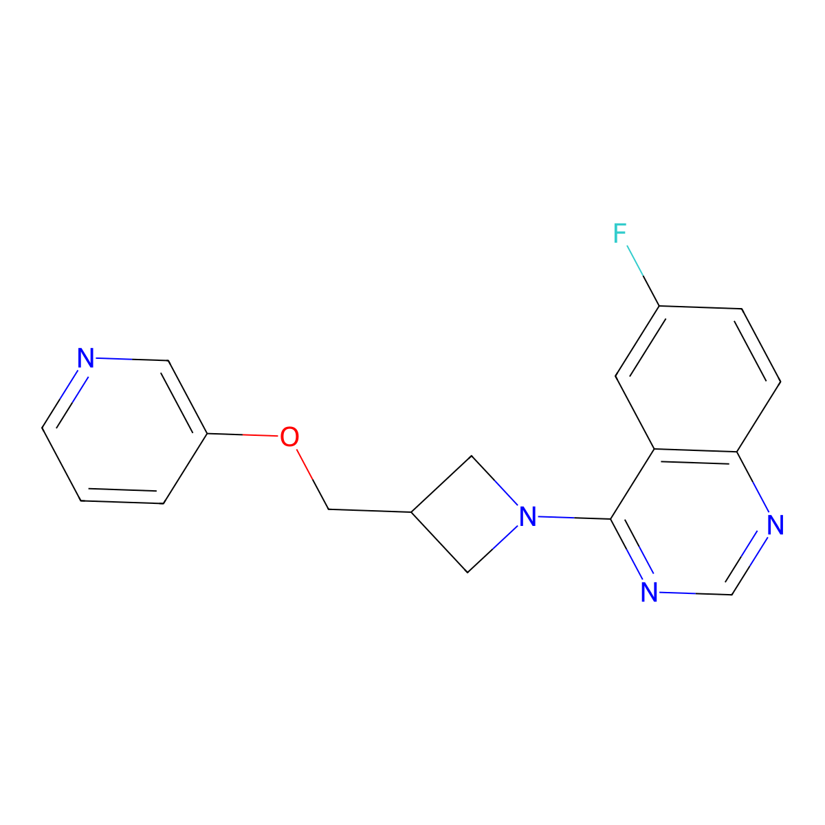6-Fluoro-4-{3-[(pyridin-3-yloxy)methyl]azetidin-1-yl}quinazoline molecular structure, CAS 2770609-84-0