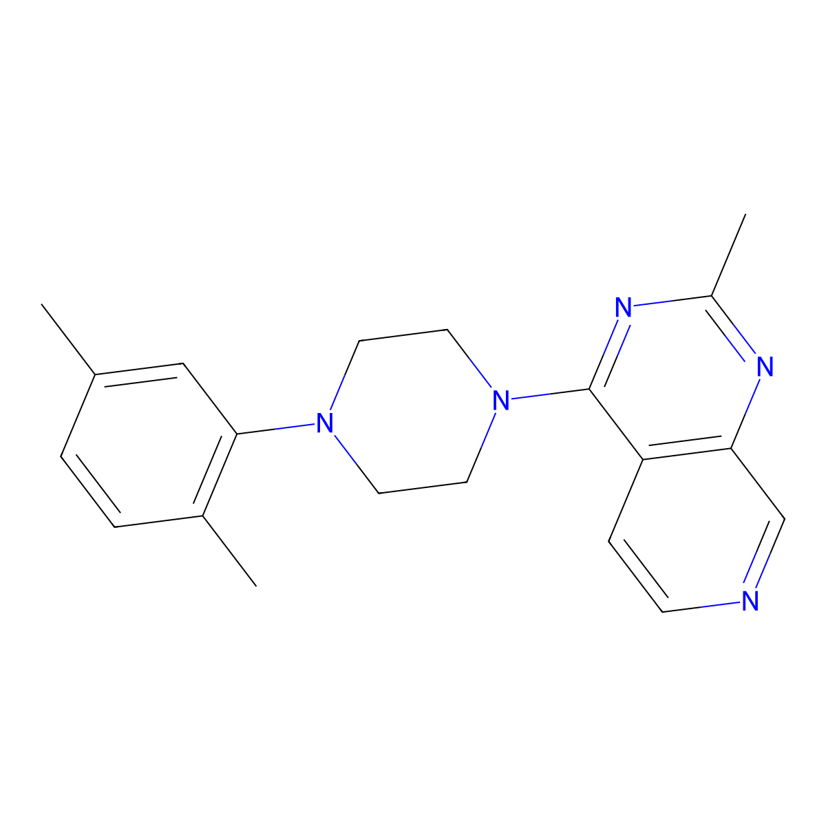 1-(2,5-Dimethylphenyl)-4-{2-methylpyrido[3,4-d]pyrimidin-4-yl}piperazine molecular structure, CAS 2770609-85-1