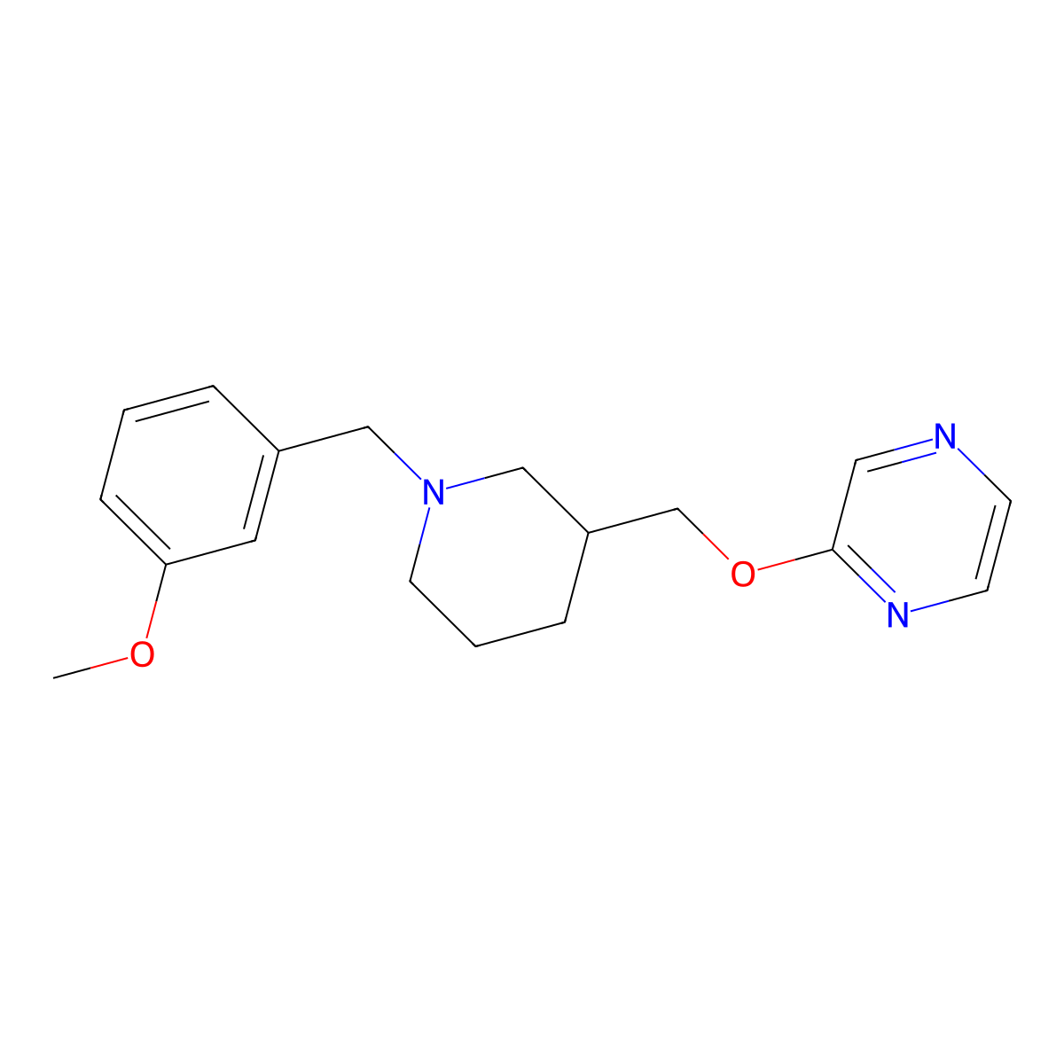 2-({1-[(3-Methoxyphenyl)methyl]piperidin-3-yl}methoxy)pyrazine molecular structure, CAS 2770609-90-8