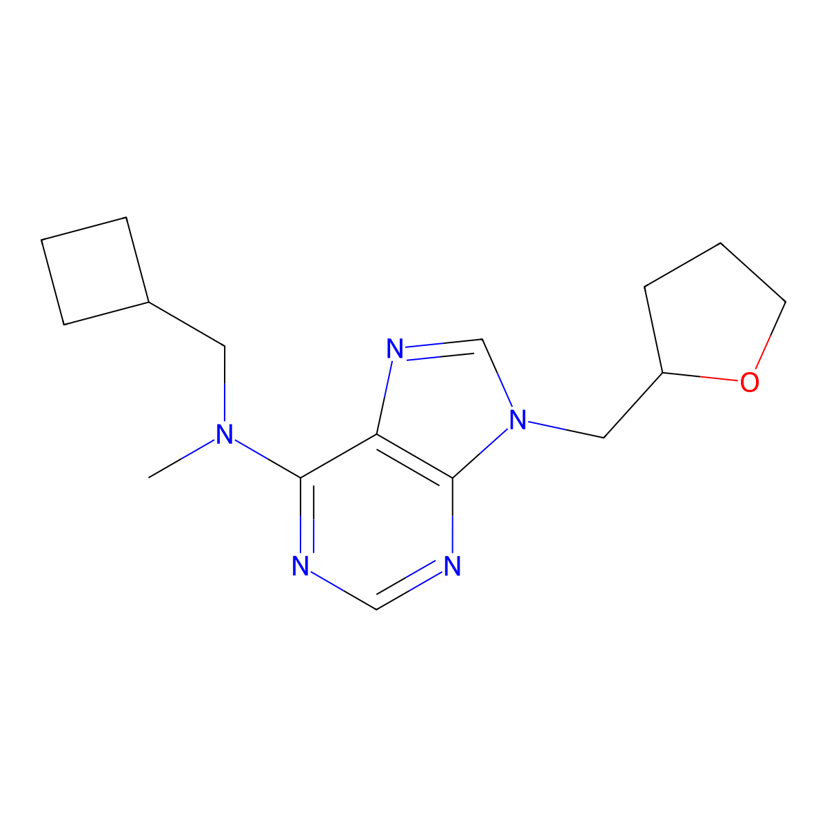 N-(cyclobutylmethyl)-N-methyl-9-[(oxolan-2-yl)methyl]-9H-purin-6-amine molecular structure, CAS 2770609-94-2