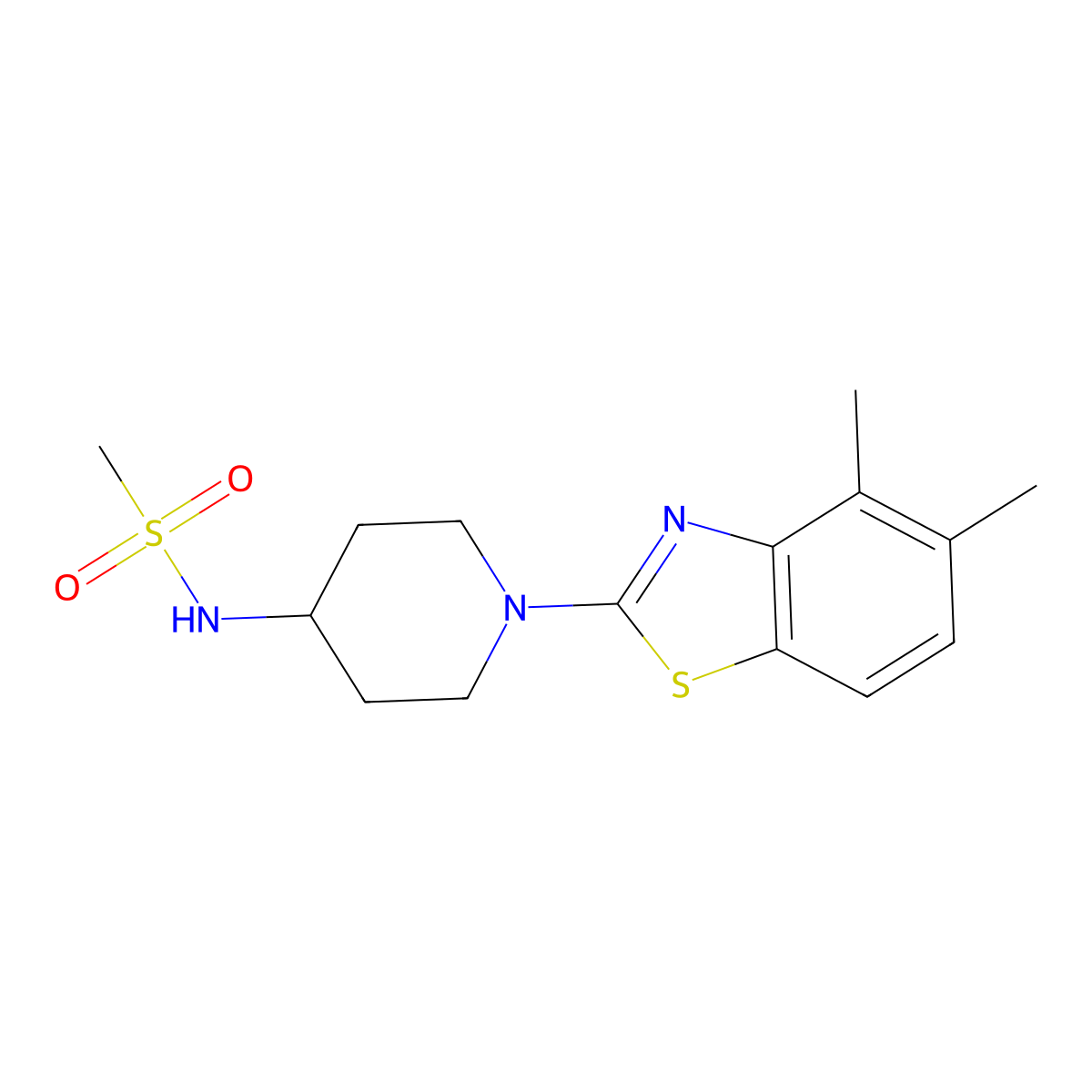 N-[1-(4,5-dimethyl-1,3-benzothiazol-2-yl)piperidin-4-yl]methanesulfonamide molecular structure, CAS 2770610-03-0