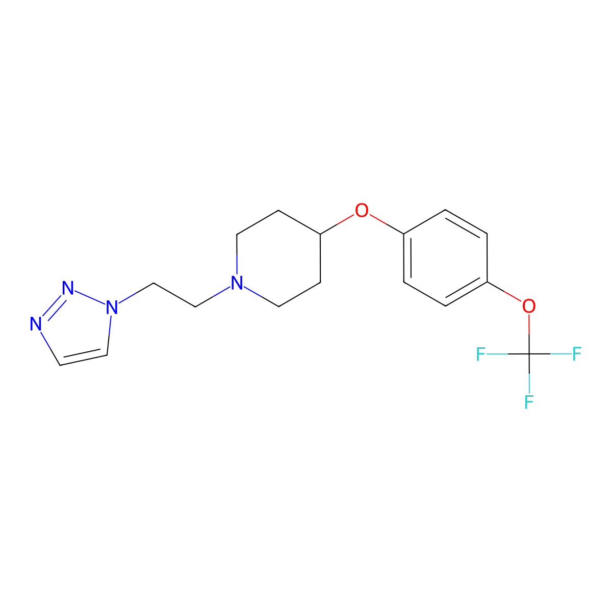 1-[2-(1H-1,2,3-triazol-1-yl)ethyl]-4-[4-(trifluoromethoxy)phenoxy]piperidine molecular structure, CAS 2770610-21-2