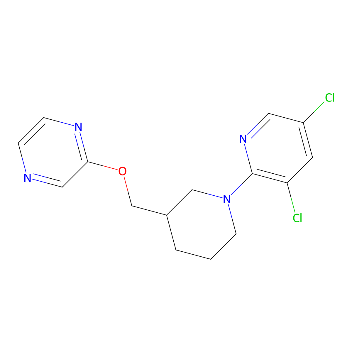2-{[1-(3,5-Dichloropyridin-2-yl)piperidin-3-yl]methoxy}pyrazine molecular structure, CAS 2770610-23-4