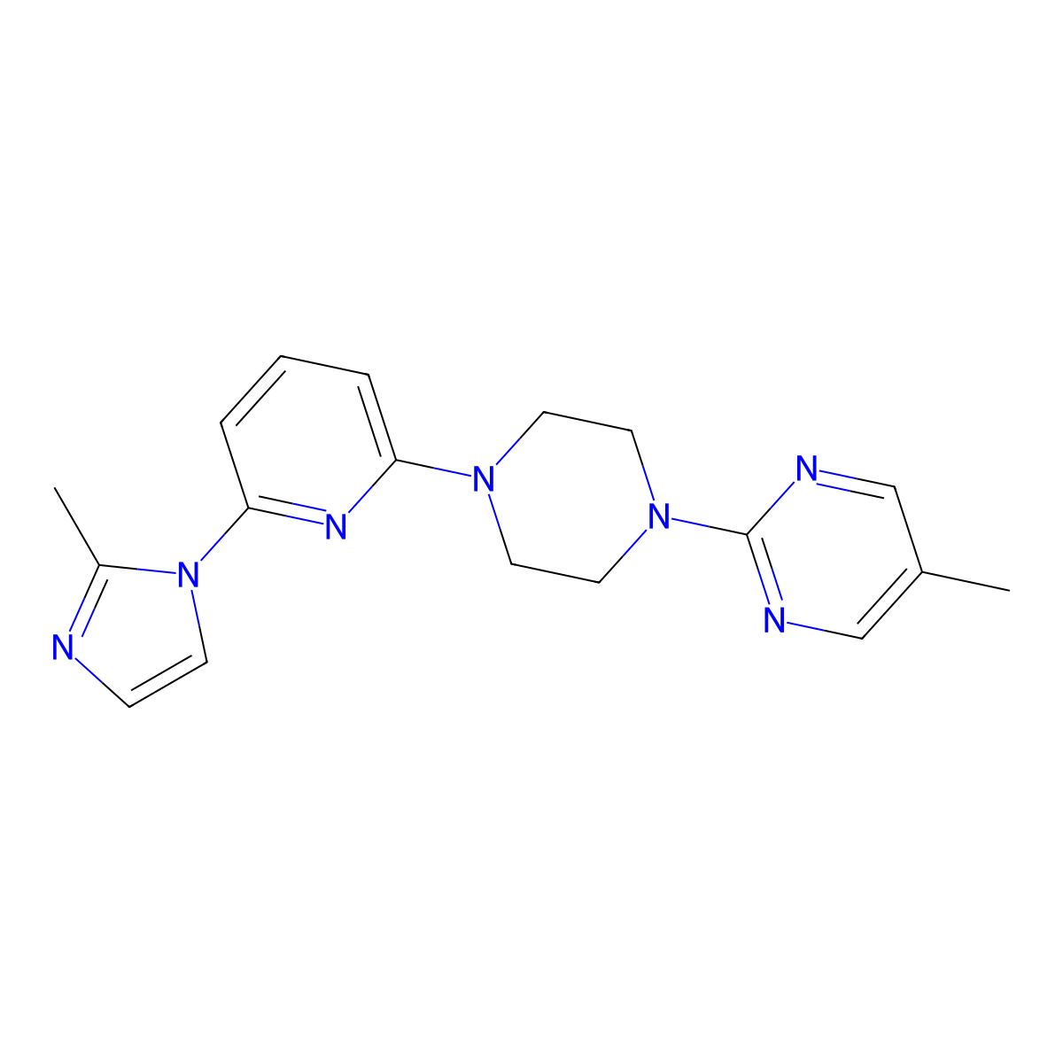 5-methyl-2-{4-[6-(2-methyl-1H-imidazol-1-yl)pyridin-2-yl]piperazin-1-yl}pyrimidine molecular structure, CAS 2770610-27-8