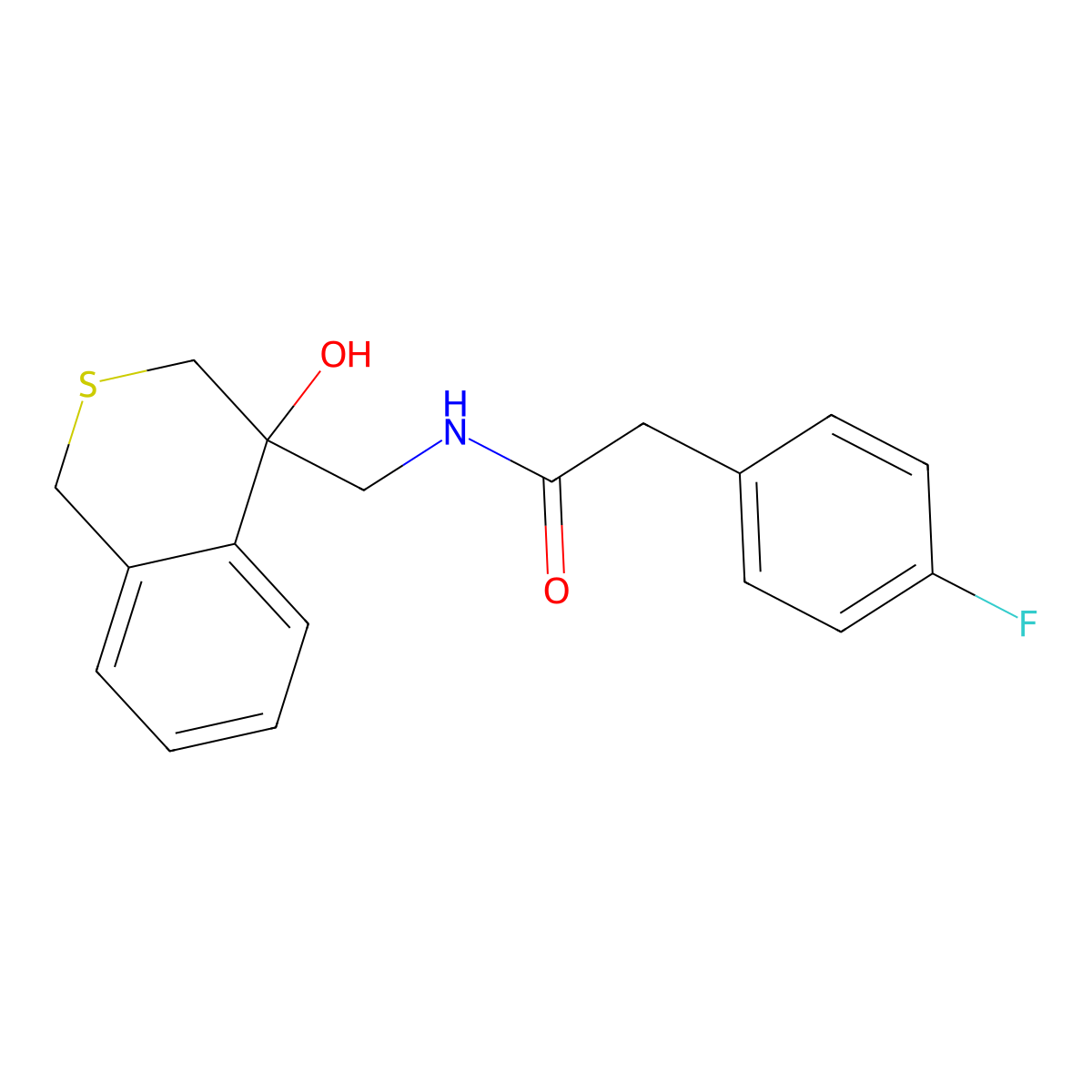 2-(4-fluorophenyl)-N-[(4-hydroxy-3,4-dihydro-1H-2-benzothiopyran-4-yl)methyl]acetamide molecular structure, CAS 2770610-40-5