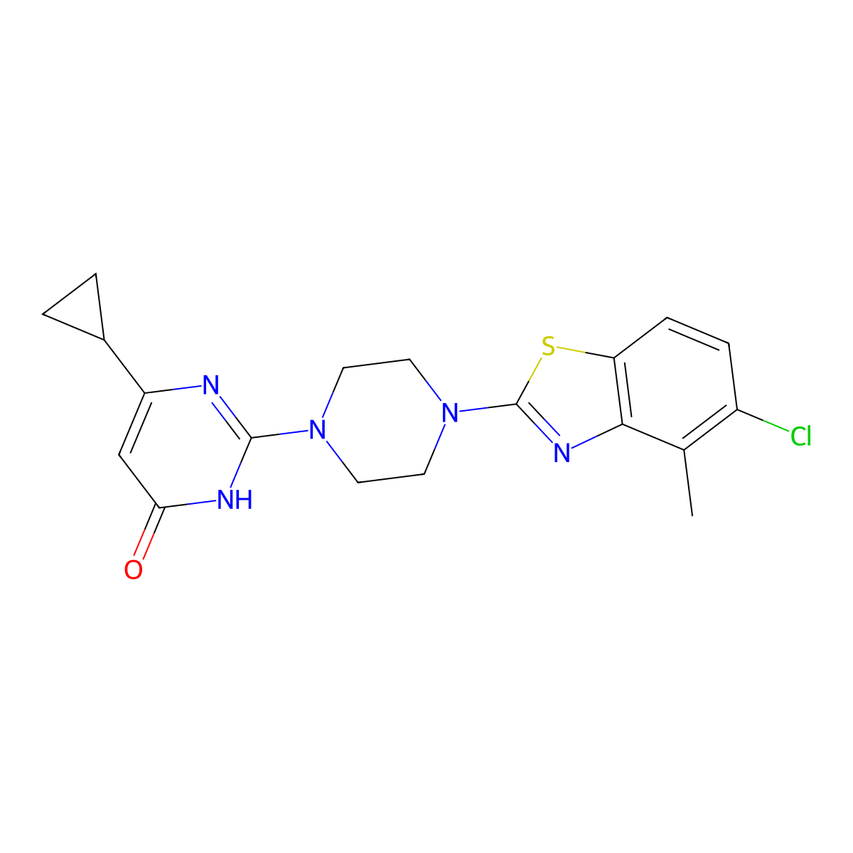 2-[4-(5-Chloro-4-methyl-1,3-benzothiazol-2-yl)piperazin-1-yl]-6-cyclopropyl-3,4-dihydropyrimidin-4-one molecular structure, CAS 2770610-43-8