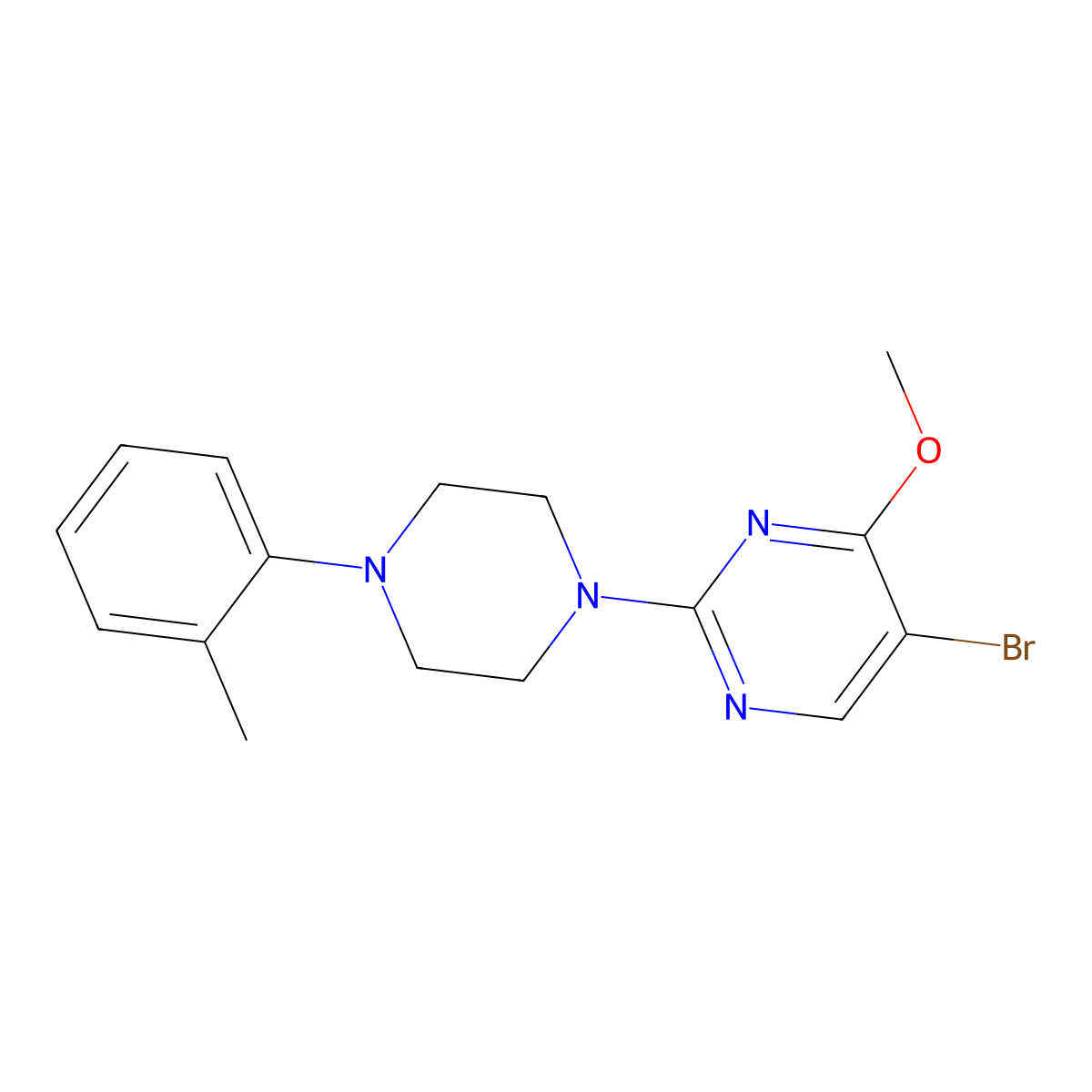5-Bromo-4-methoxy-2-[4-(2-methylphenyl)piperazin-1-yl]pyrimidine molecular structure, CAS 2770610-48-3