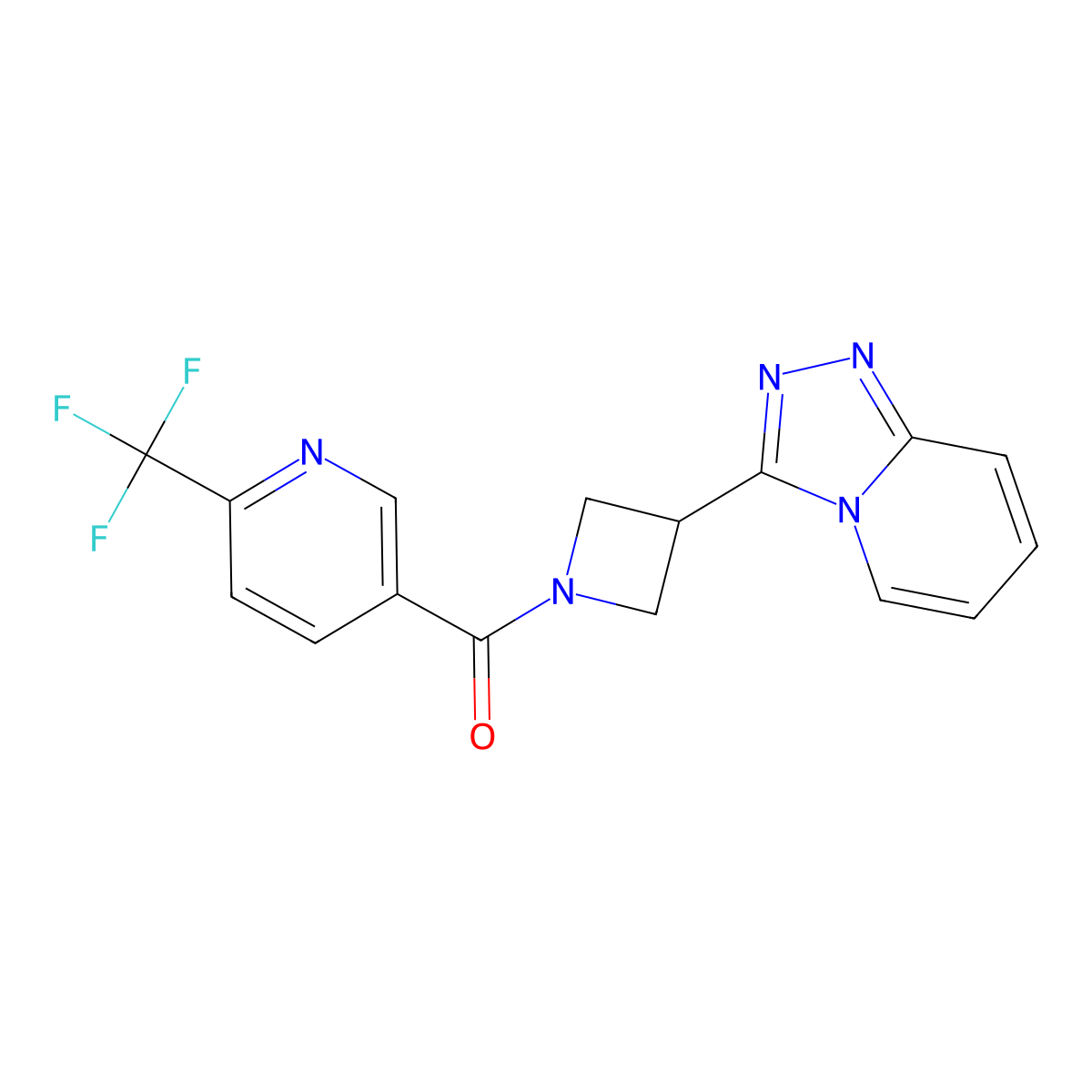 5-(3-{[1,2,4]Triazolo[4,3-a]pyridin-3-yl}azetidine-1-carbonyl)-2-(trifluoromethyl)pyridine molecular structure, CAS 2770610-49-4