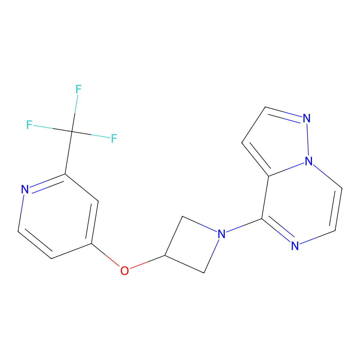 4-[(1-{Pyrazolo[1,5-a]pyrazin-4-yl}azetidin-3-yl)oxy]-2-(trifluoromethyl)pyridine molecular structure, CAS 2770610-50-7
