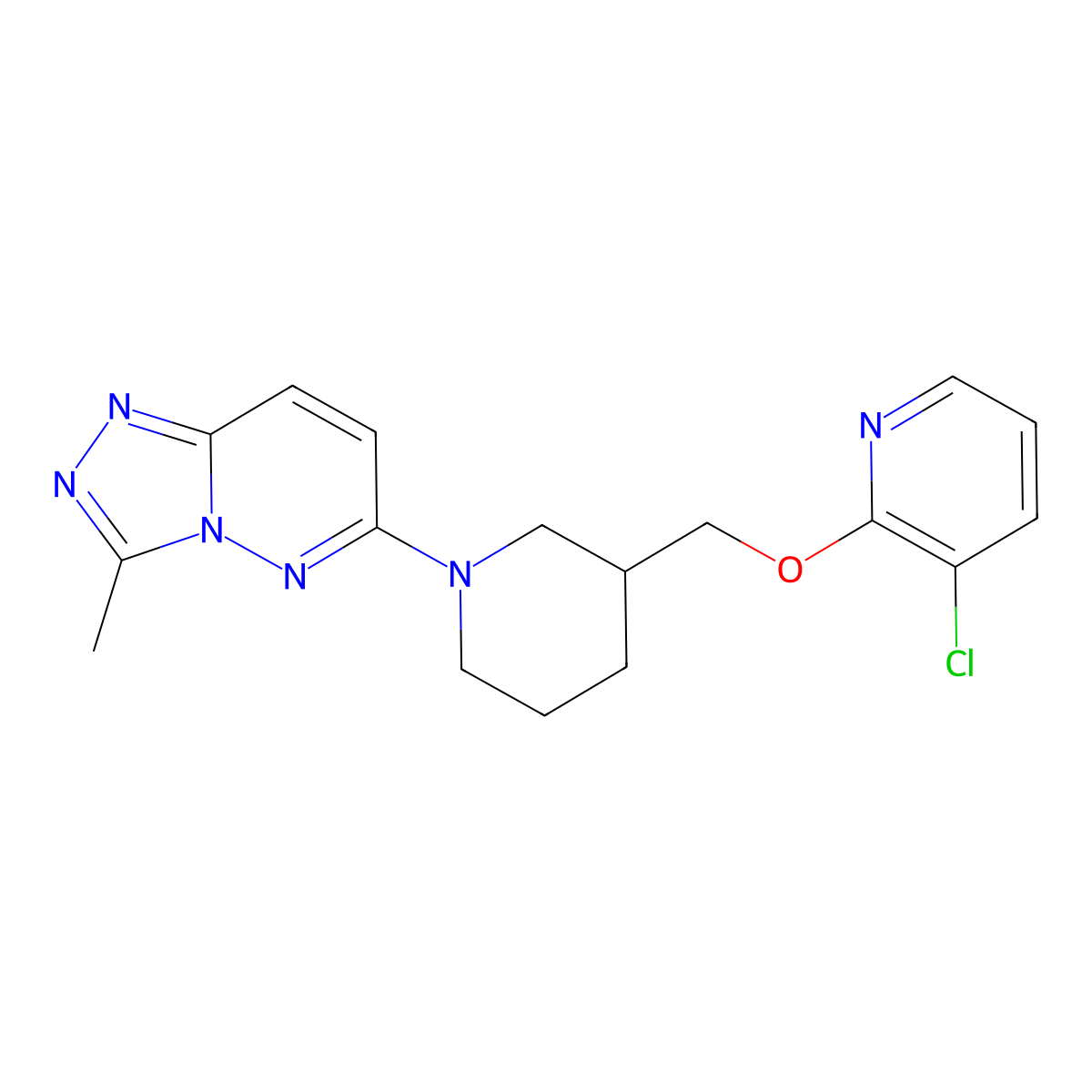 3-Chloro-2-[(1-{3-methyl-[1,2,4]triazolo[4,3-b]pyridazin-6-yl}piperidin-3-yl)methoxy]pyridine molecular structure, CAS 2770610-57-4