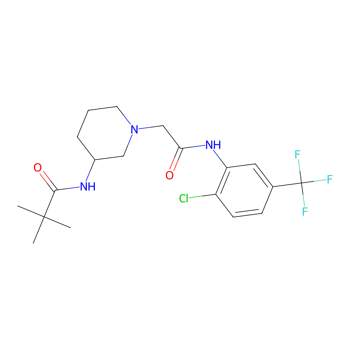 N-[1-({[2-chloro-5-(trifluoromethyl)phenyl]carbamoyl}methyl)piperidin-3-yl]-2,2-dimethylpropanamide molecular structure, CAS 2770610-58-5