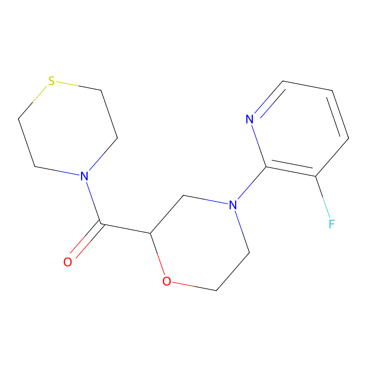 4-(3-Fluoropyridin-2-yl)-2-(thiomorpholine-4-carbonyl)morpholine molecular structure, CAS 2770610-61-0