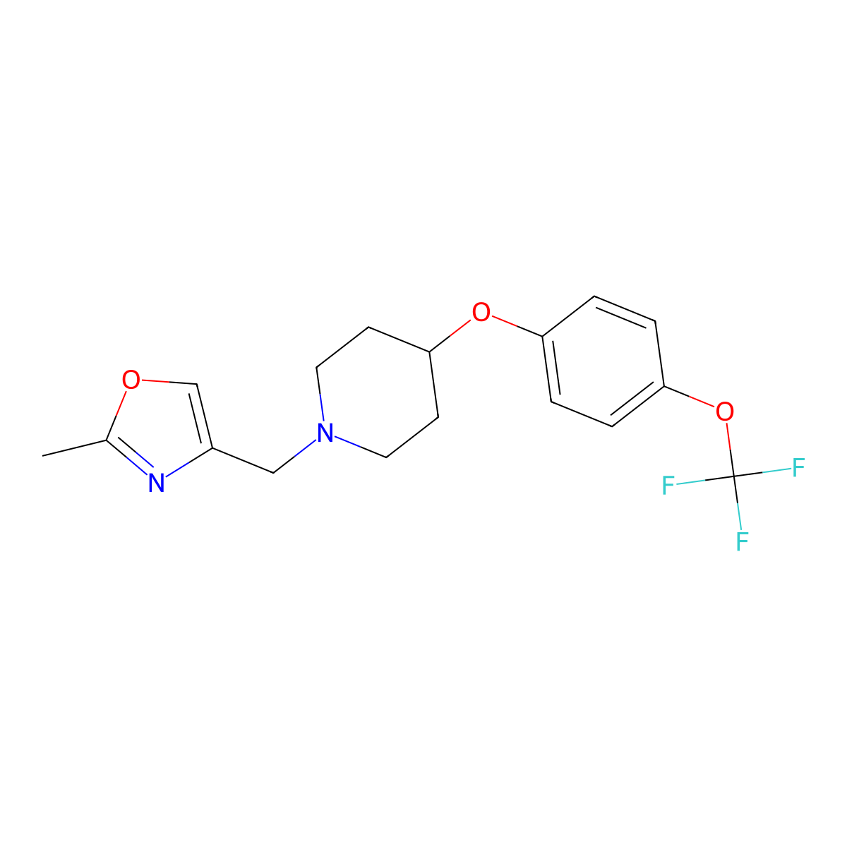 1-[(2-Methyl-1,3-oxazol-4-yl)methyl]-4-[4-(trifluoromethoxy)phenoxy]piperidine molecular structure, CAS 2770610-67-6