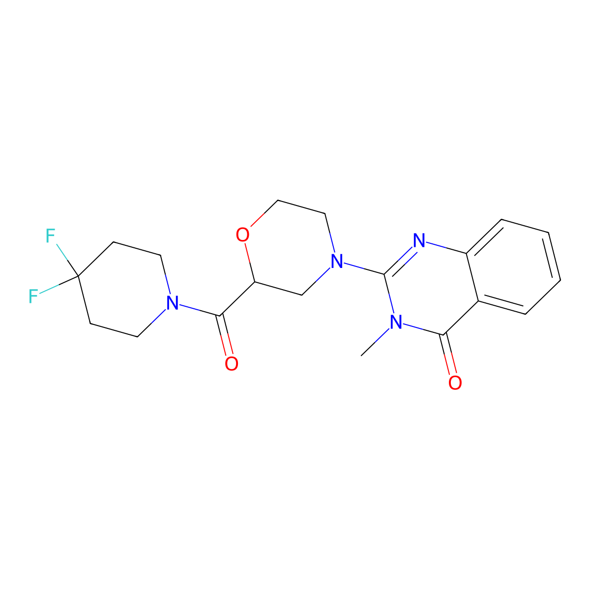 2-[2-(4,4-Difluoropiperidine-1-carbonyl)morpholin-4-yl]-3-methyl-3,4-dihydroquinazolin-4-one molecular structure, CAS 2770610-70-1
