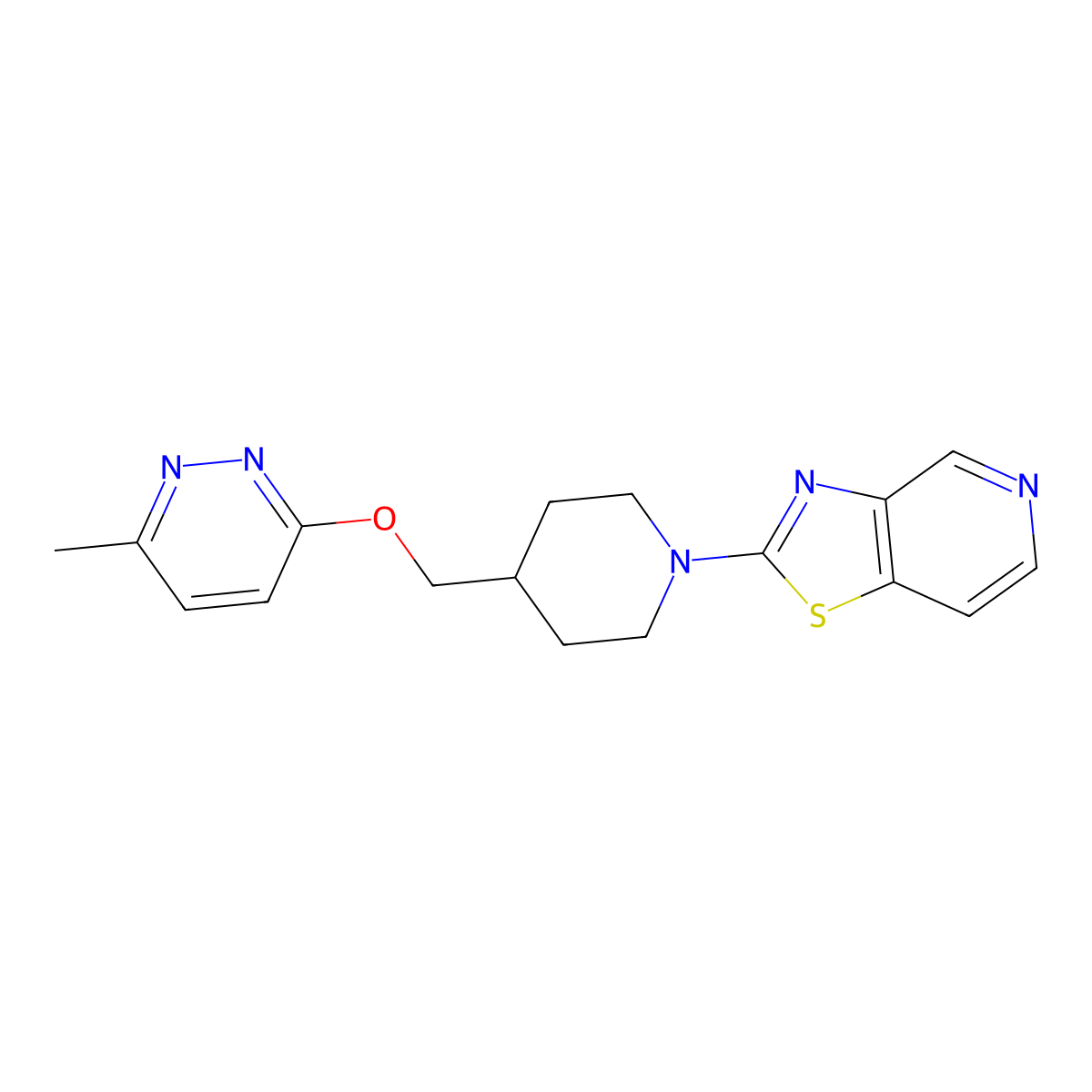 3-Methyl-6-[(1-{[1,3]thiazolo[4,5-c]pyridin-2-yl}piperidin-4-yl)methoxy]pyridazine molecular structure, CAS 2770610-71-2