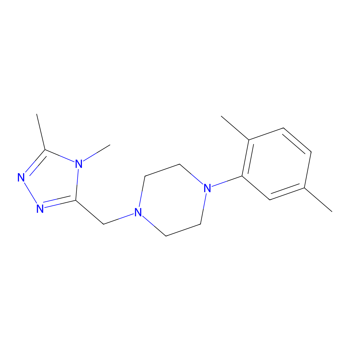 1-[(4,5-dimethyl-4H-1,2,4-triazol-3-yl)methyl]-4-(2,5-dimethylphenyl)piperazine molecular structure, CAS 2770610-85-8