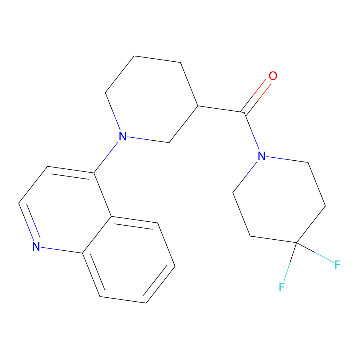 4-[3-(4,4-Difluoropiperidine-1-carbonyl)piperidin-1-yl]quinoline molecular structure, CAS 2770610-96-1