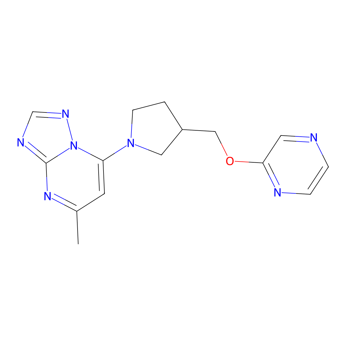2-[(1-{5-Methyl-[1,2,4]triazolo[1,5-a]pyrimidin-7-yl}pyrrolidin-3-yl)methoxy]pyrazine molecular structure, CAS 2770611-02-2
