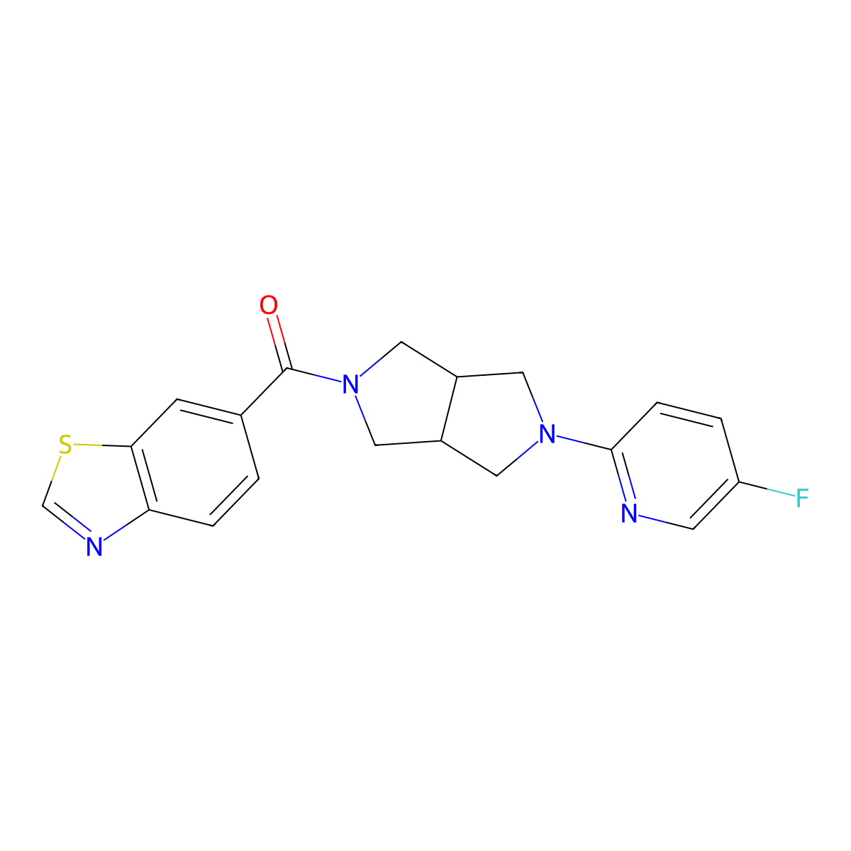 6-[5-(5-Fluoropyridin-2-yl)-octahydropyrrolo[3,4-c]pyrrole-2-carbonyl]-1,3-benzothiazole molecular structure, CAS 2770611-05-5