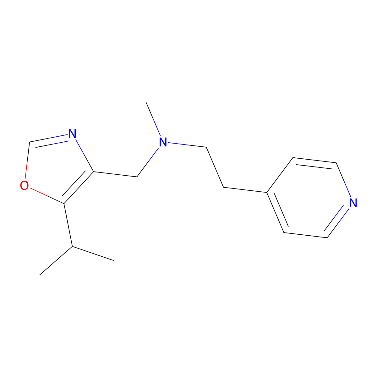 Methyl({[5-(propan-2-yl)-1,3-oxazol-4-yl]methyl})[2-(pyridin-4-yl)ethyl]amine molecular structure, CAS 2770611-06-6