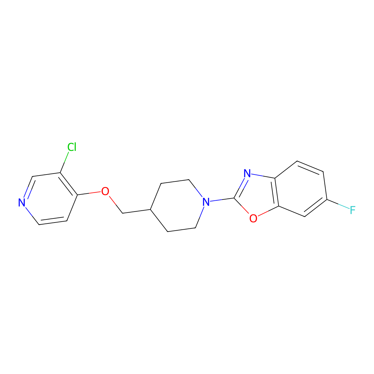 2-(4-{[(3-Chloropyridin-4-yl)oxy]methyl}piperidin-1-yl)-6-fluoro-1,3-benzoxazole molecular structure, CAS 2770611-07-7
